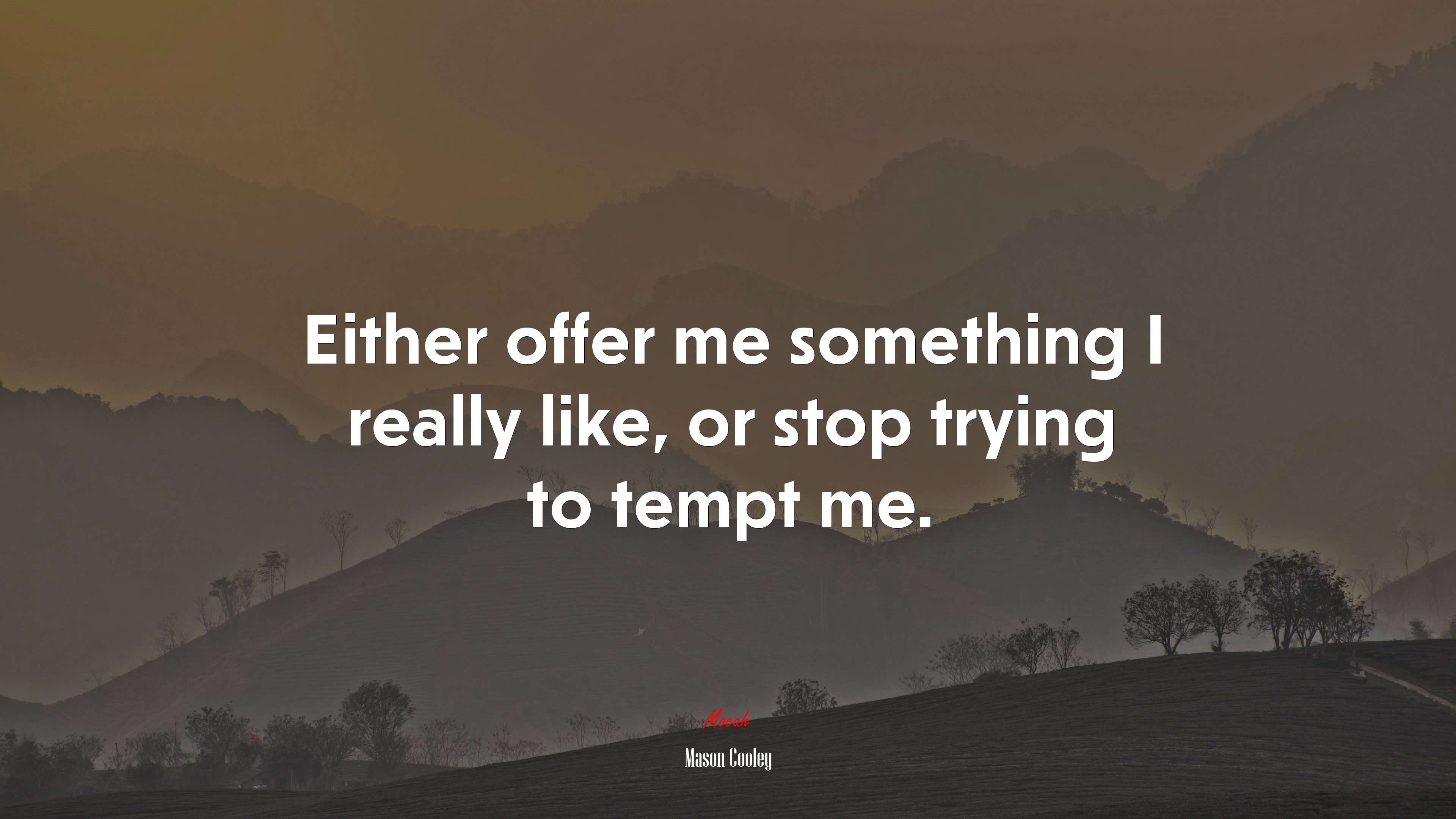 Either offer me something I really like, or stop trying to tempt me. | Mason Cooley quote HD Wallpaper