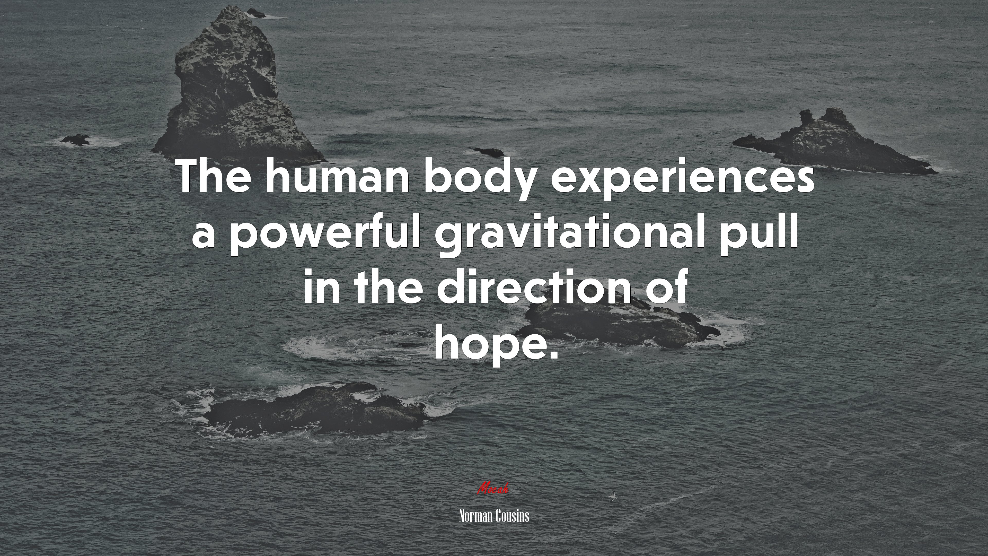 The human body experiences a powerful gravitational pull in the direction of hope. | Norman Cousins quote HD Wallpaper