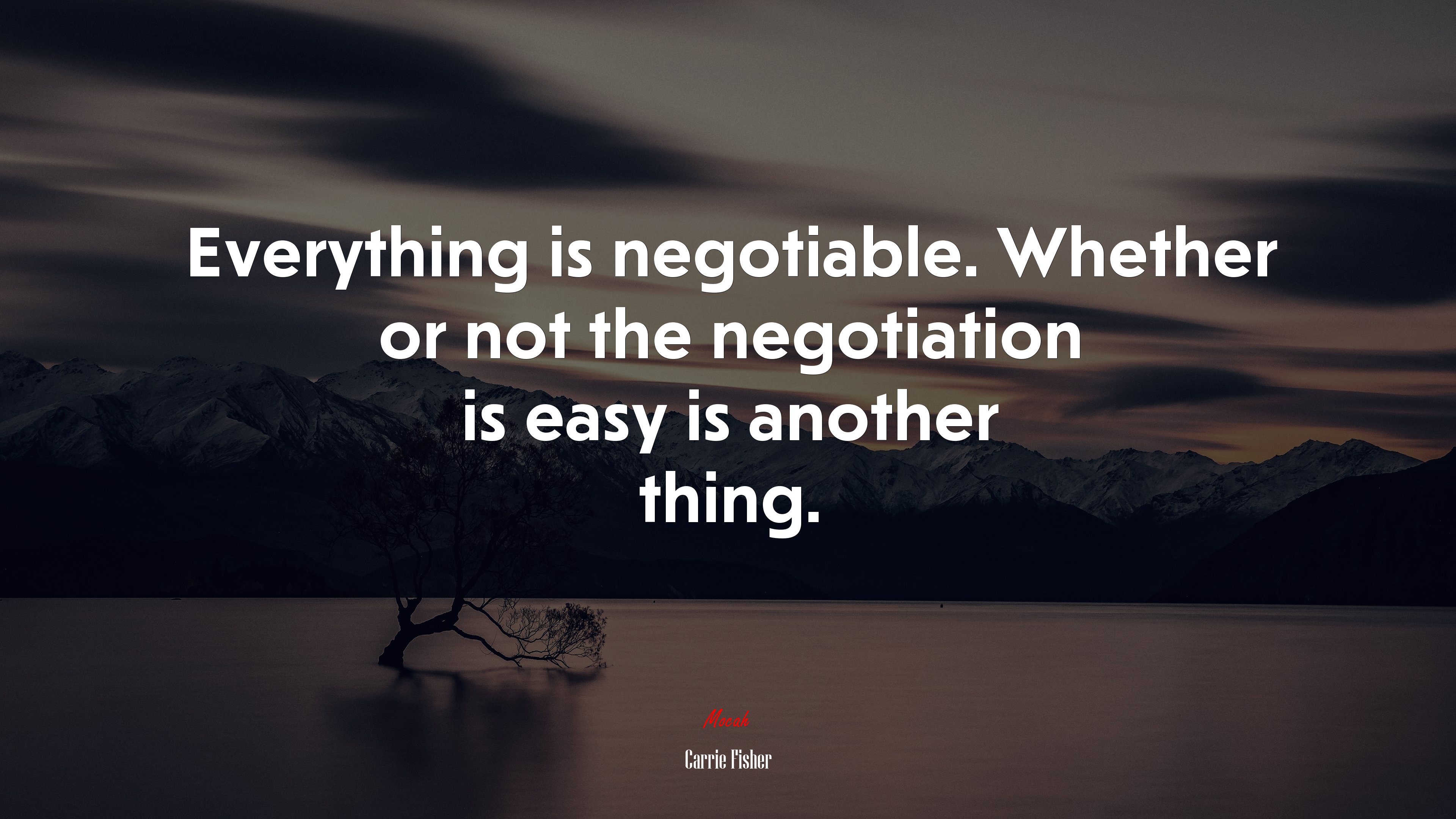 Everything is negotiable. Whether or not the negotiation is easy is another thing. | Carrie Fisher quote HD Wallpaper