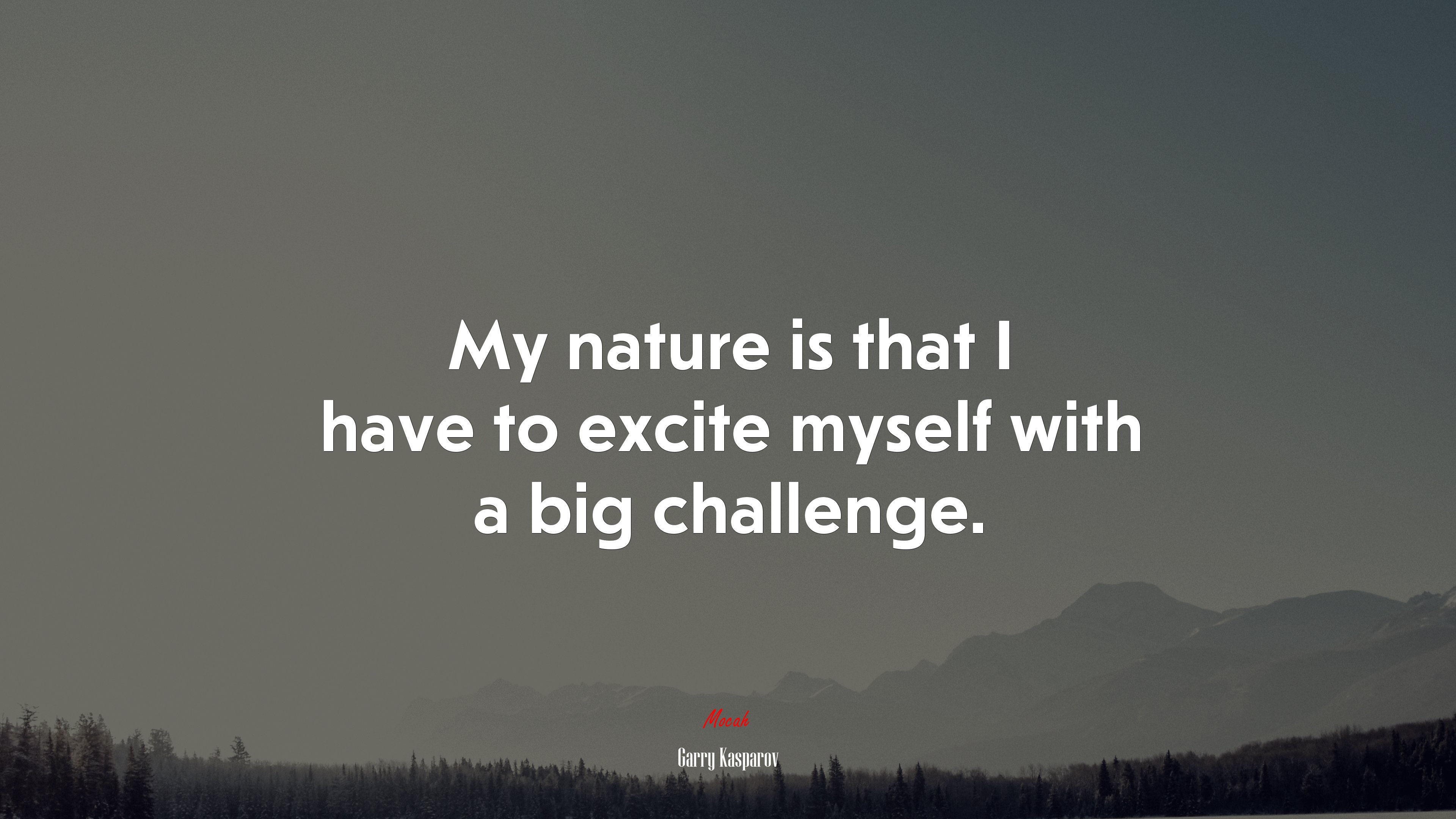 My nature is that I have to excite myself with a big challenge. | Garry Kasparov quote HD Wallpaper