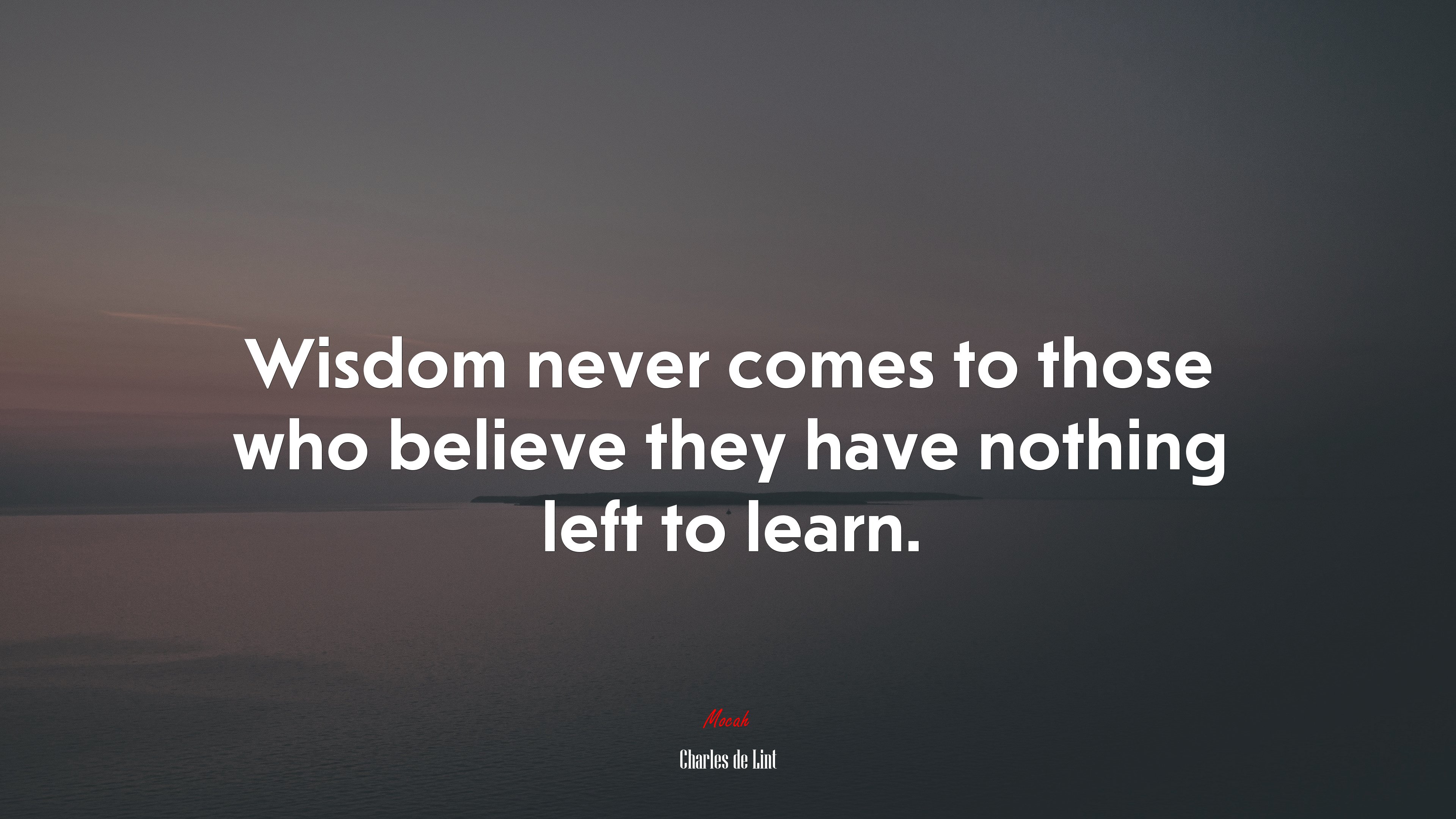 Wisdom never comes to those who believe they have nothing left to learn. | Charles de Lint quote HD Wallpaper