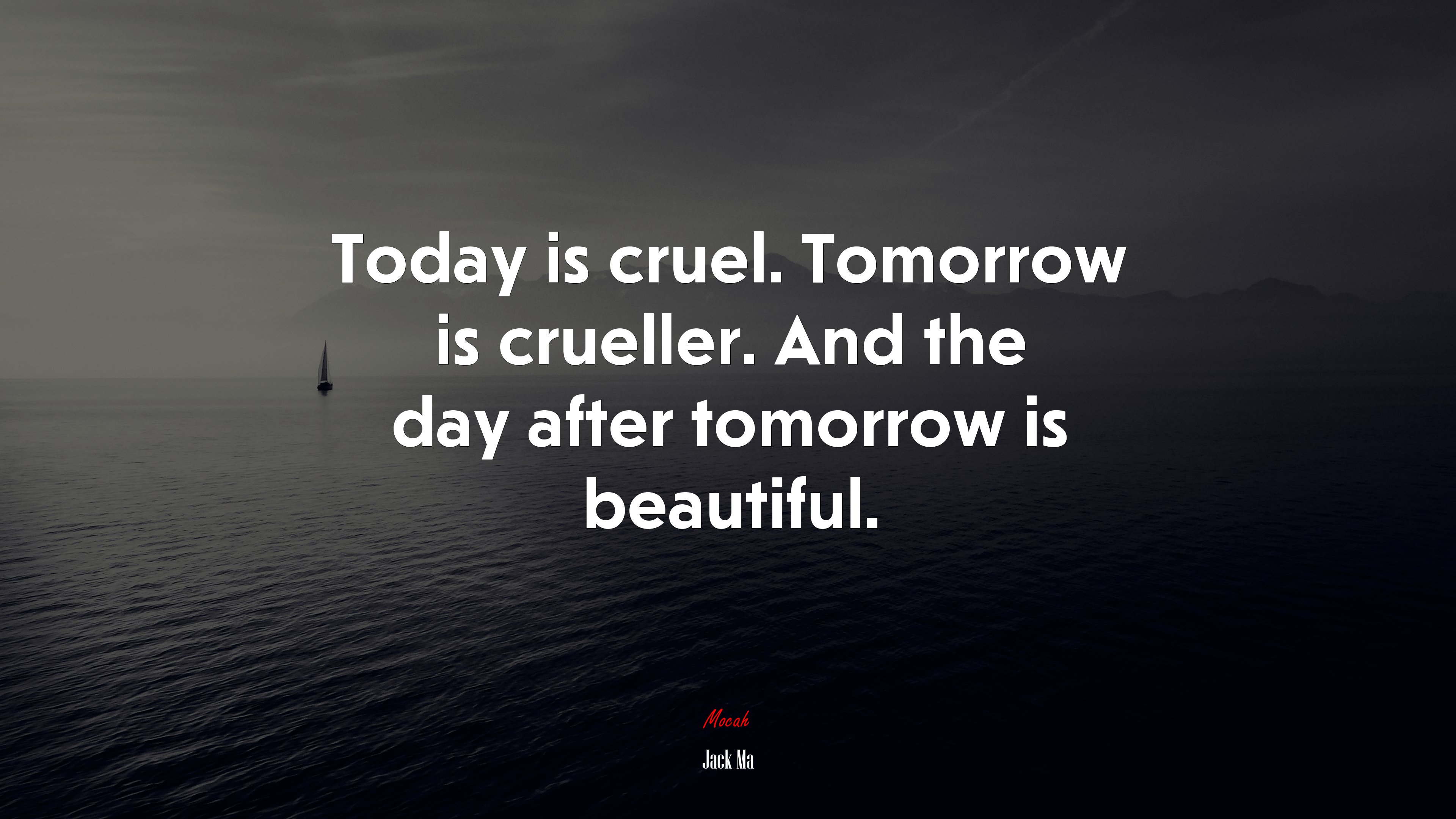 Today is cruel. Tomorrow is crueller. And the day after tomorrow is beautiful. | Jack Ma quote HD Wallpaper