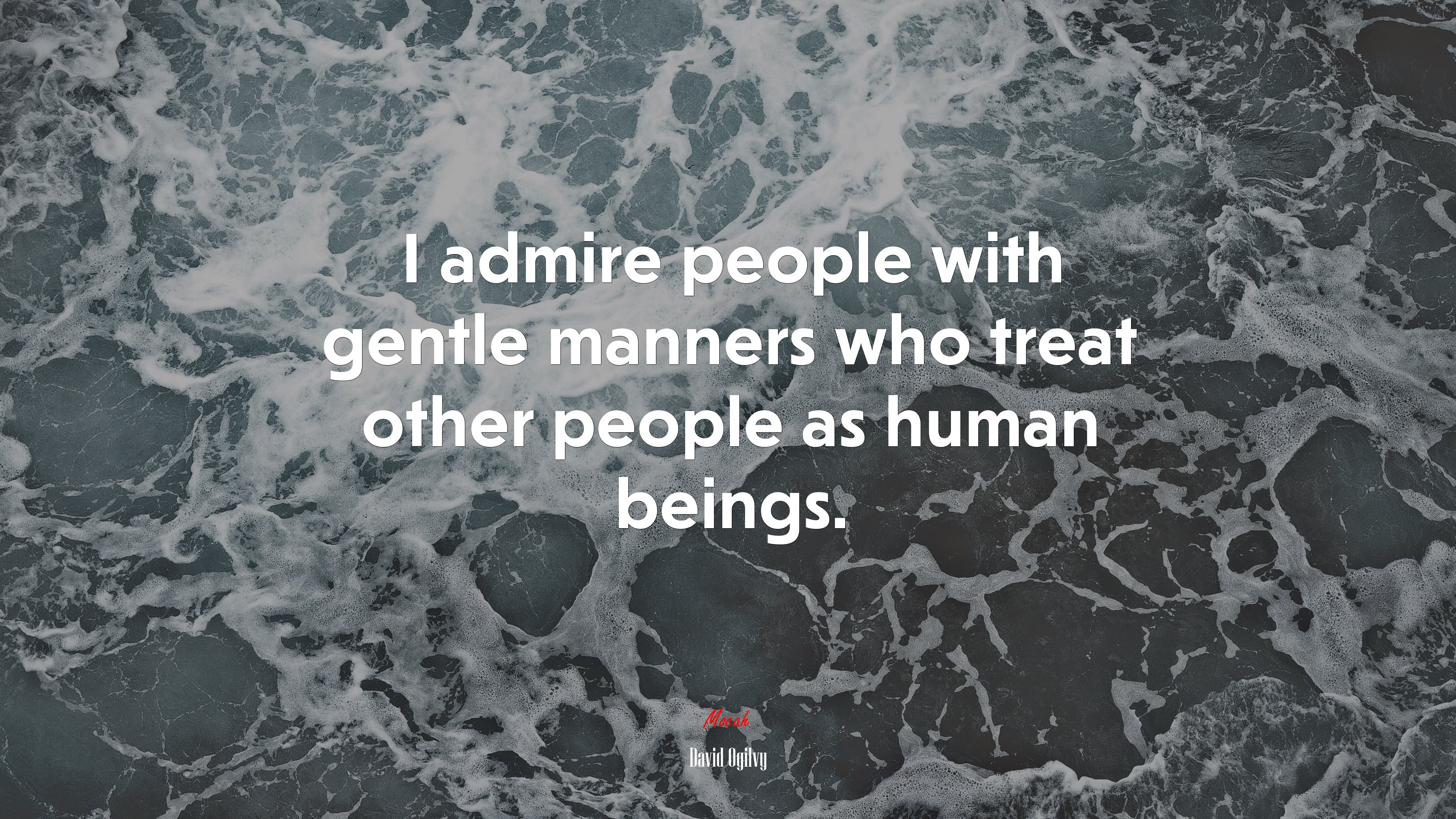 I admire people with gentle manners who treat other people as human beings. | David Ogilvy quote HD Wallpaper