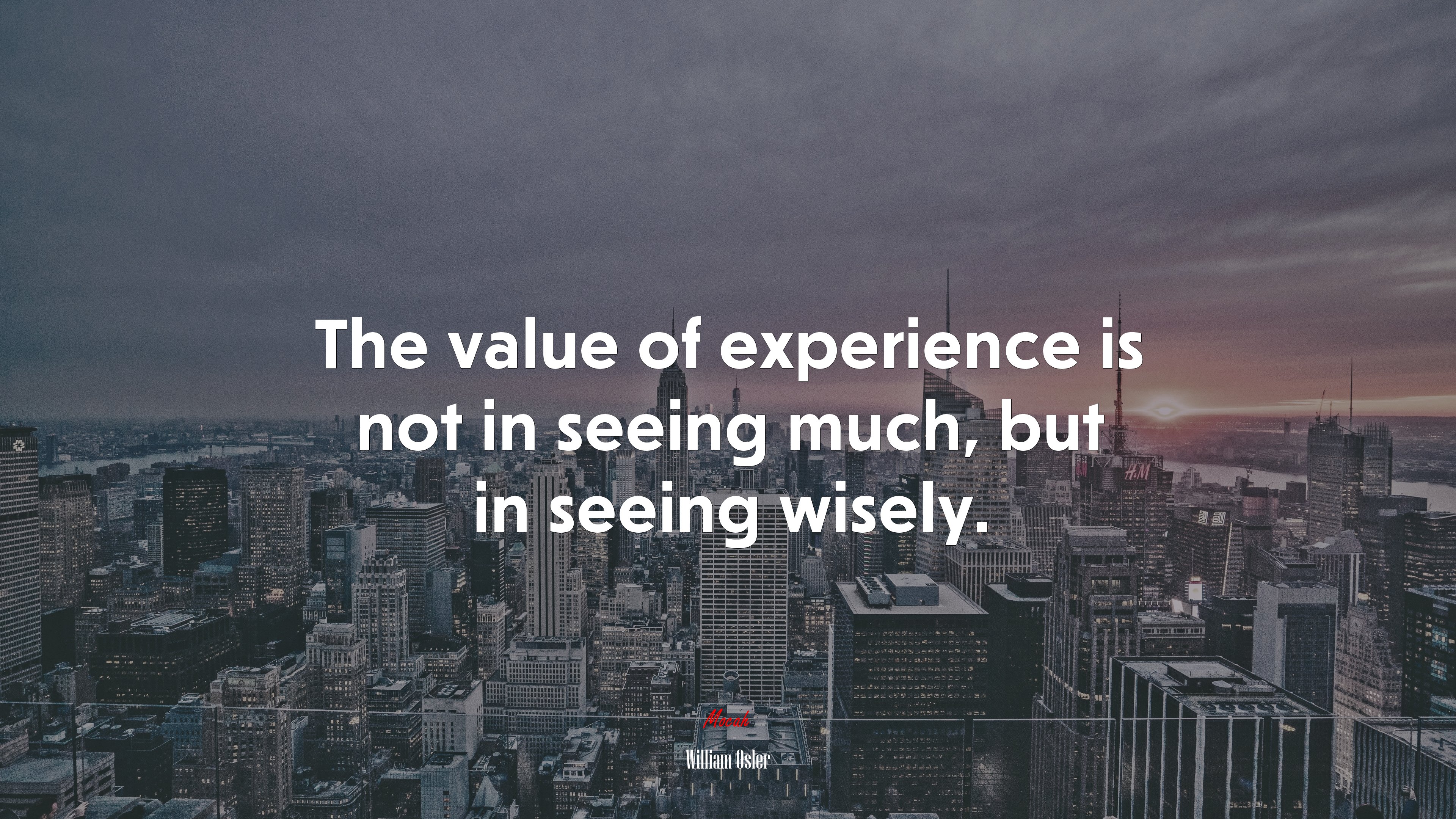 The value of experience is not in seeing much, but in seeing wisely. | William Osler quote HD Wallpaper