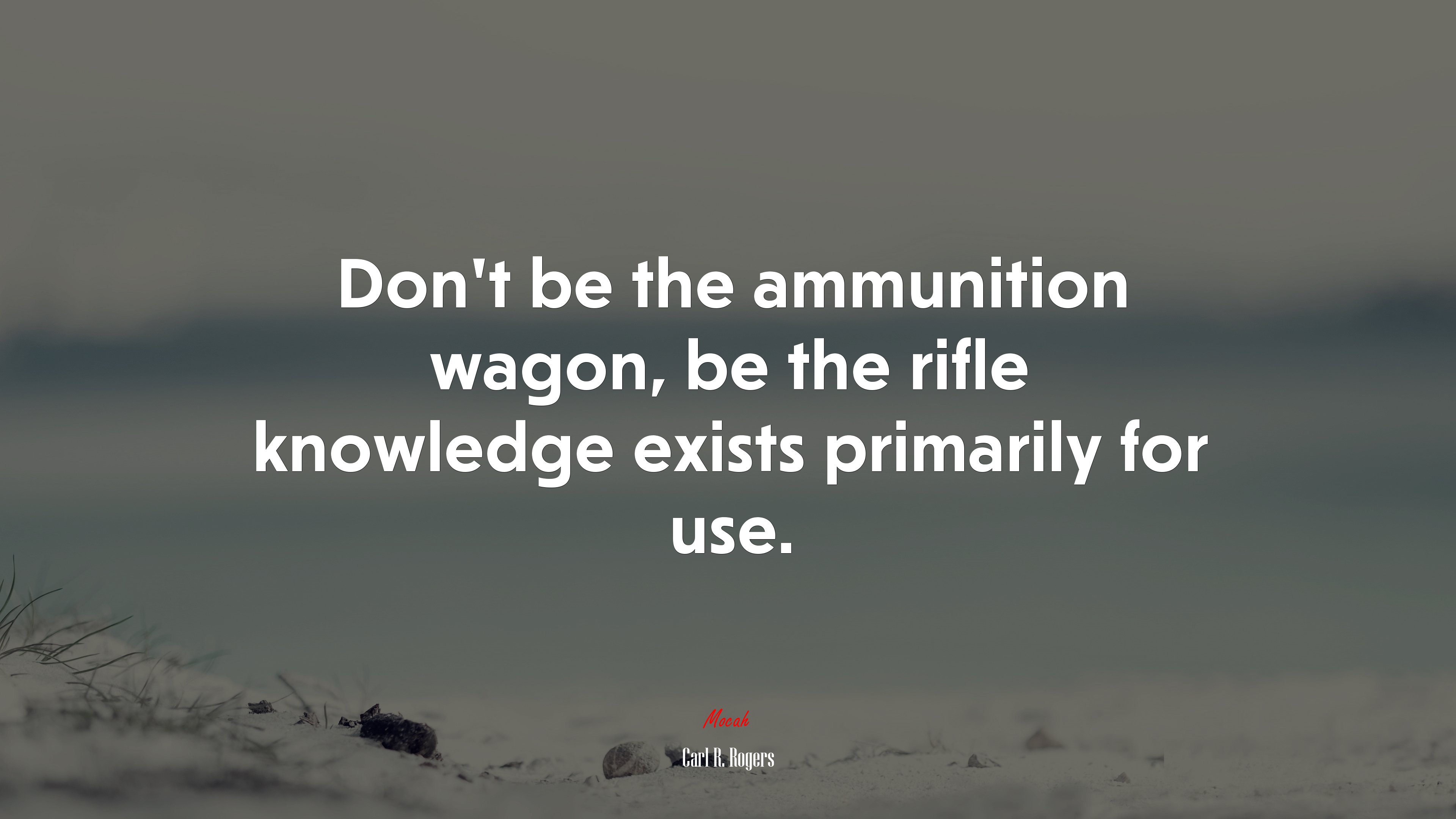 Don’t be the ammunition wagon, be the rifle knowledge exists primarily for use. | Carl R. Rogers quote HD Wallpaper
