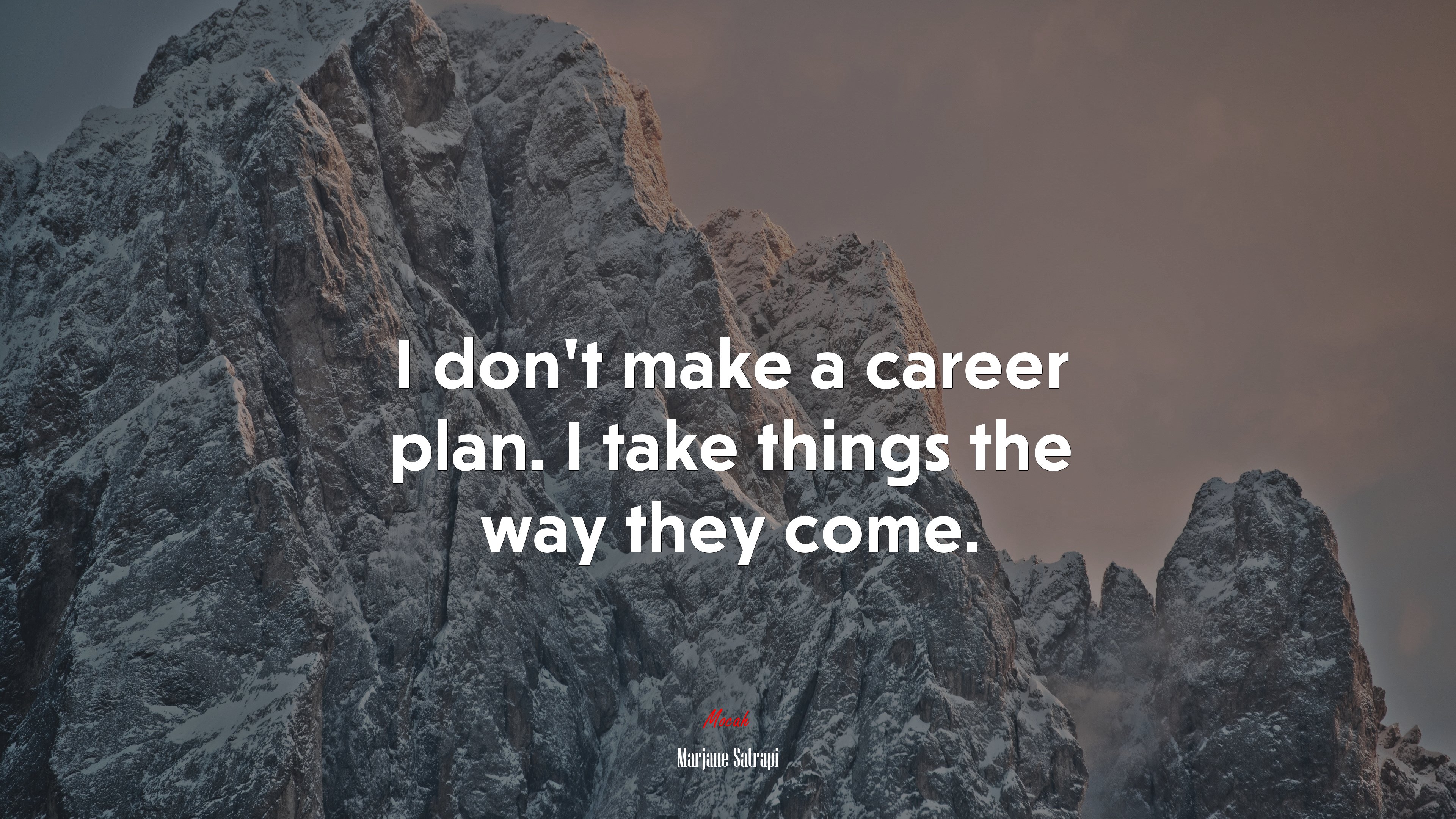 I don’t make a career plan. I take things the way they come. | Marjane Satrapi quote HD Wallpaper