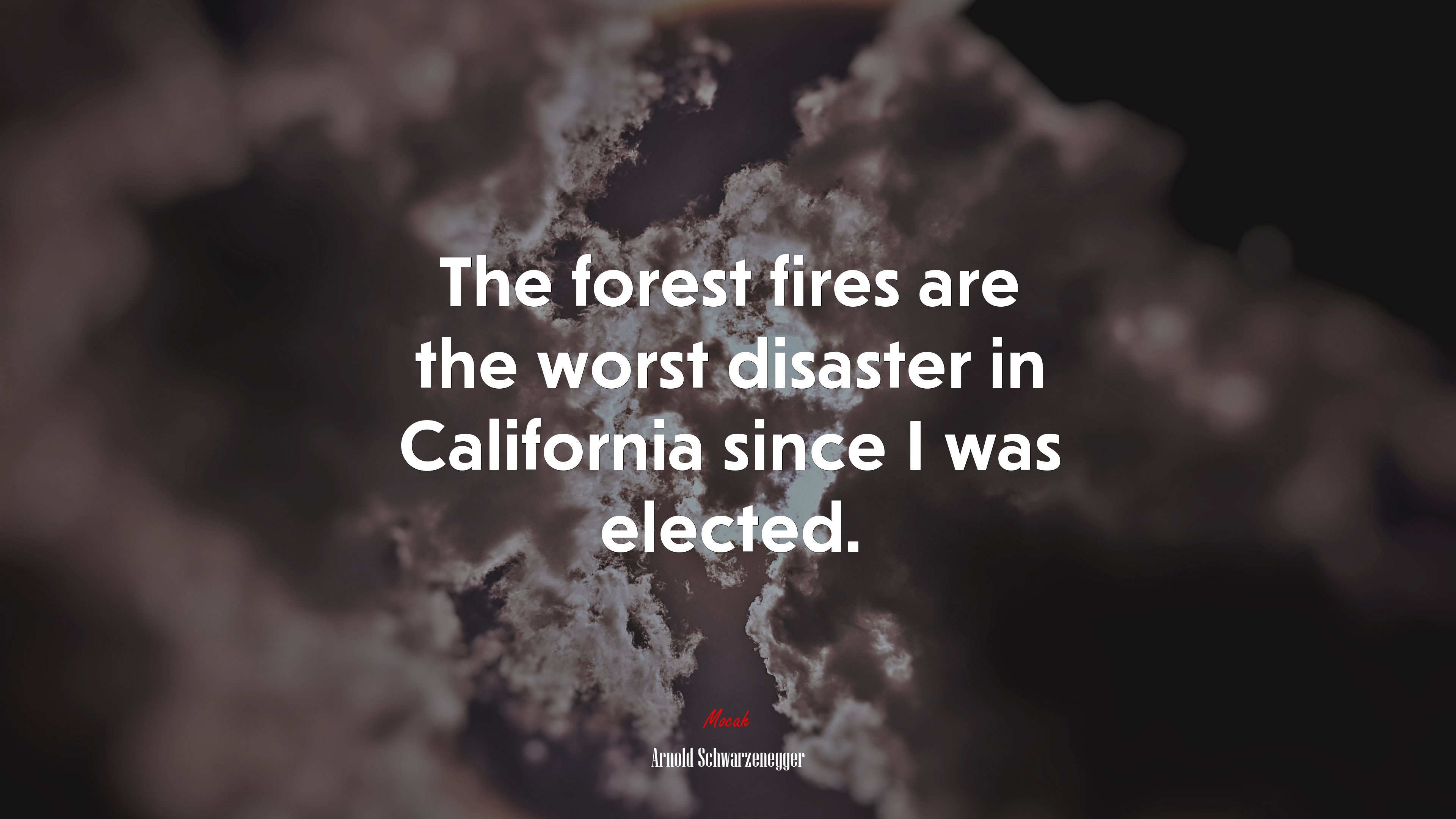 The forest fires are the worst disaster in California since I was elected. | Arnold Schwarzenegger quote HD Wallpaper