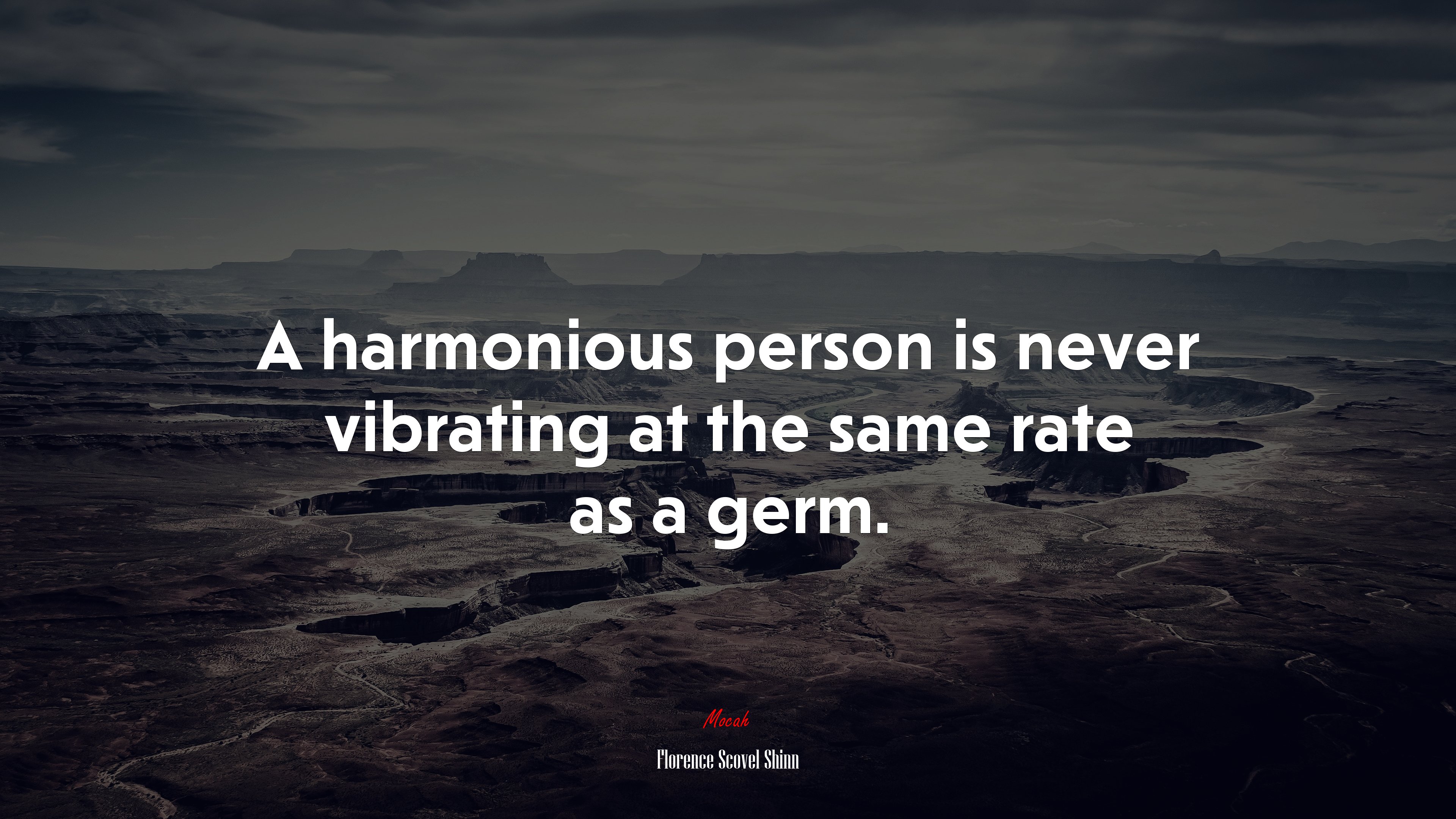 A harmonious person is never vibrating at the same rate as a germ. | Florence Scovel Shinn quote HD Wallpaper