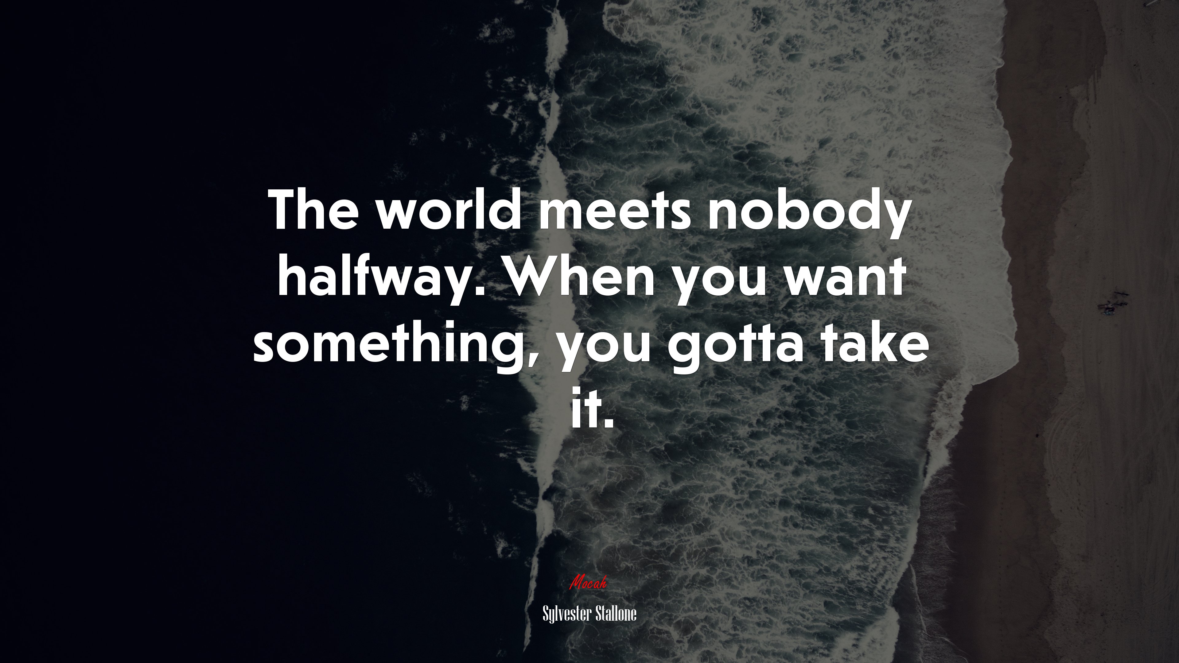 The world meets nobody halfway. When you want something, you gotta take it. | Sylvester Stallone quote HD Wallpaper