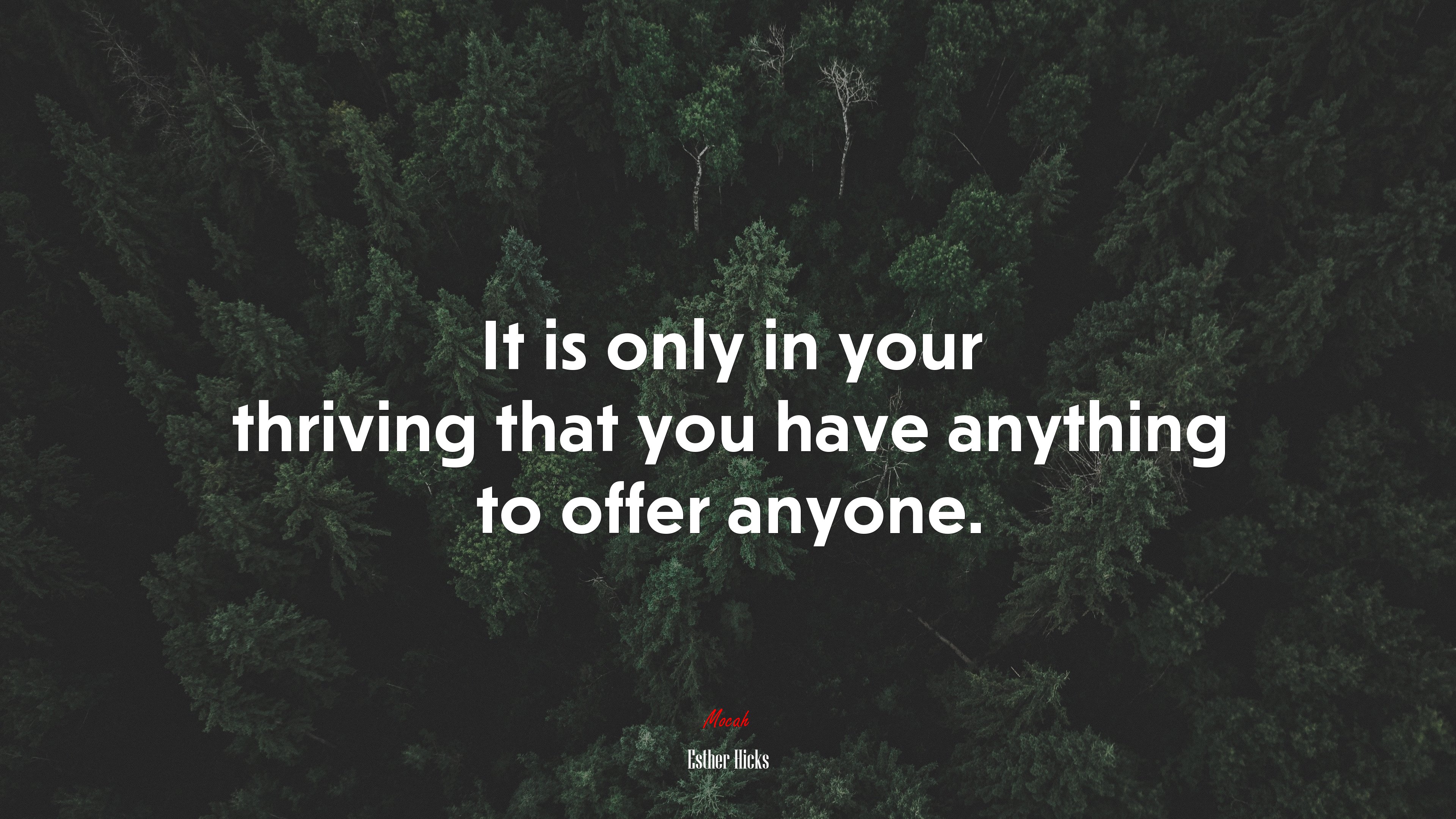 It is only in your thriving that you have anything to offer anyone. | Esther Hicks quote HD Wallpaper