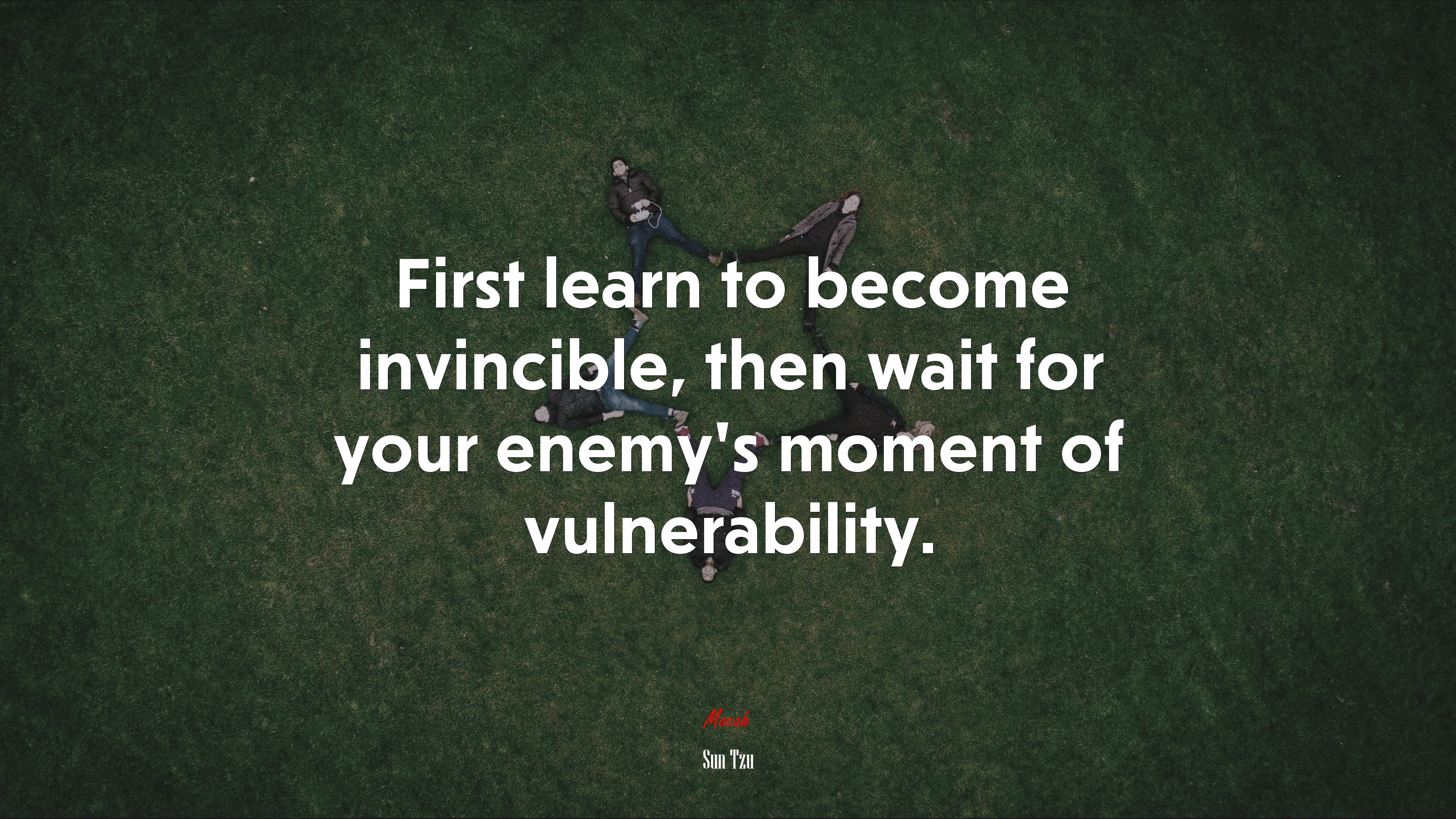 First learn to become invincible, then wait for your enemy’s moment of vulnerability. | Sun Tzu quote HD Wallpaper