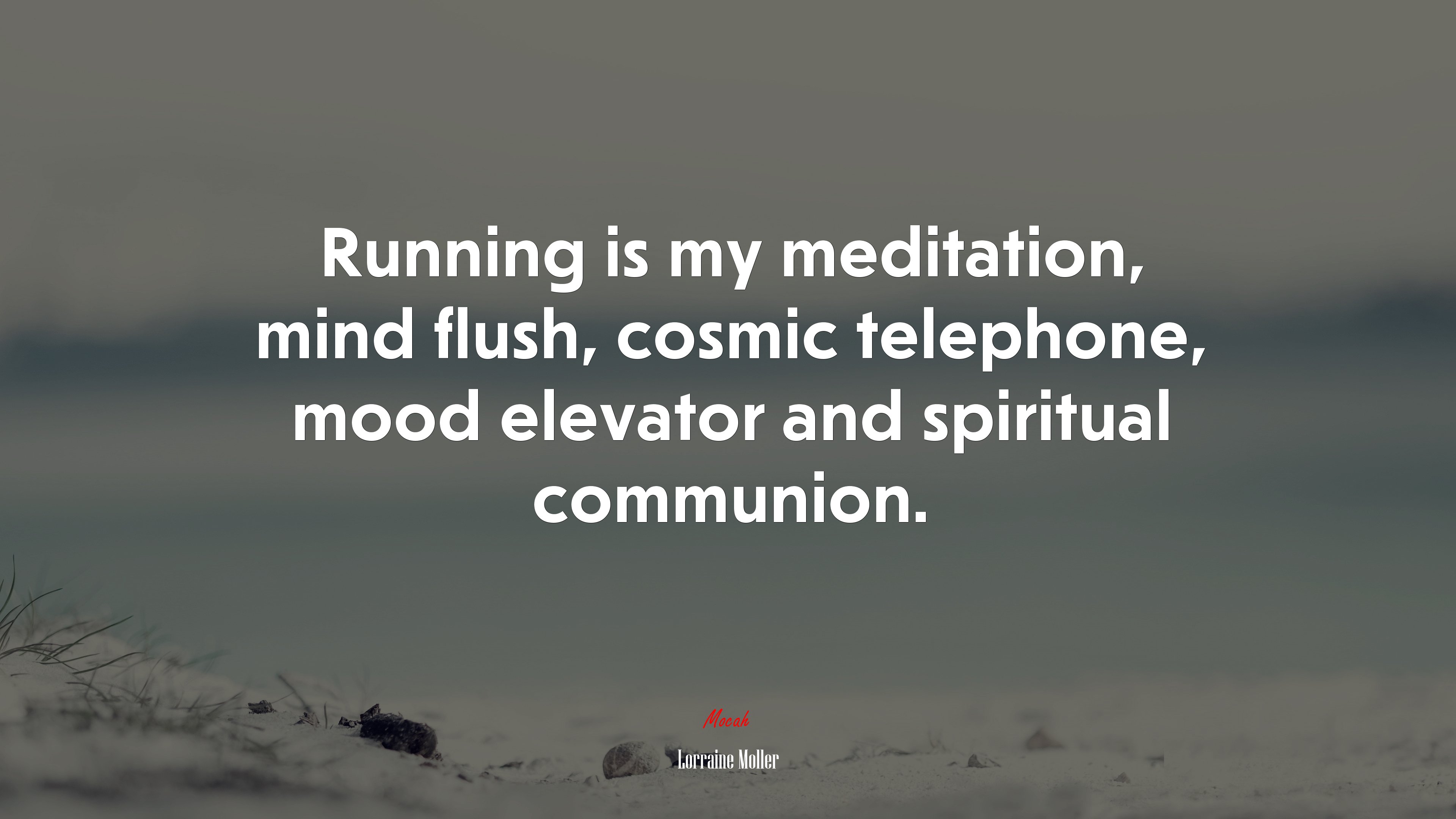 Running is my meditation, mind flush, cosmic telephone, mood elevator and spiritual communion. | Lorraine Moller quote HD Wallpaper