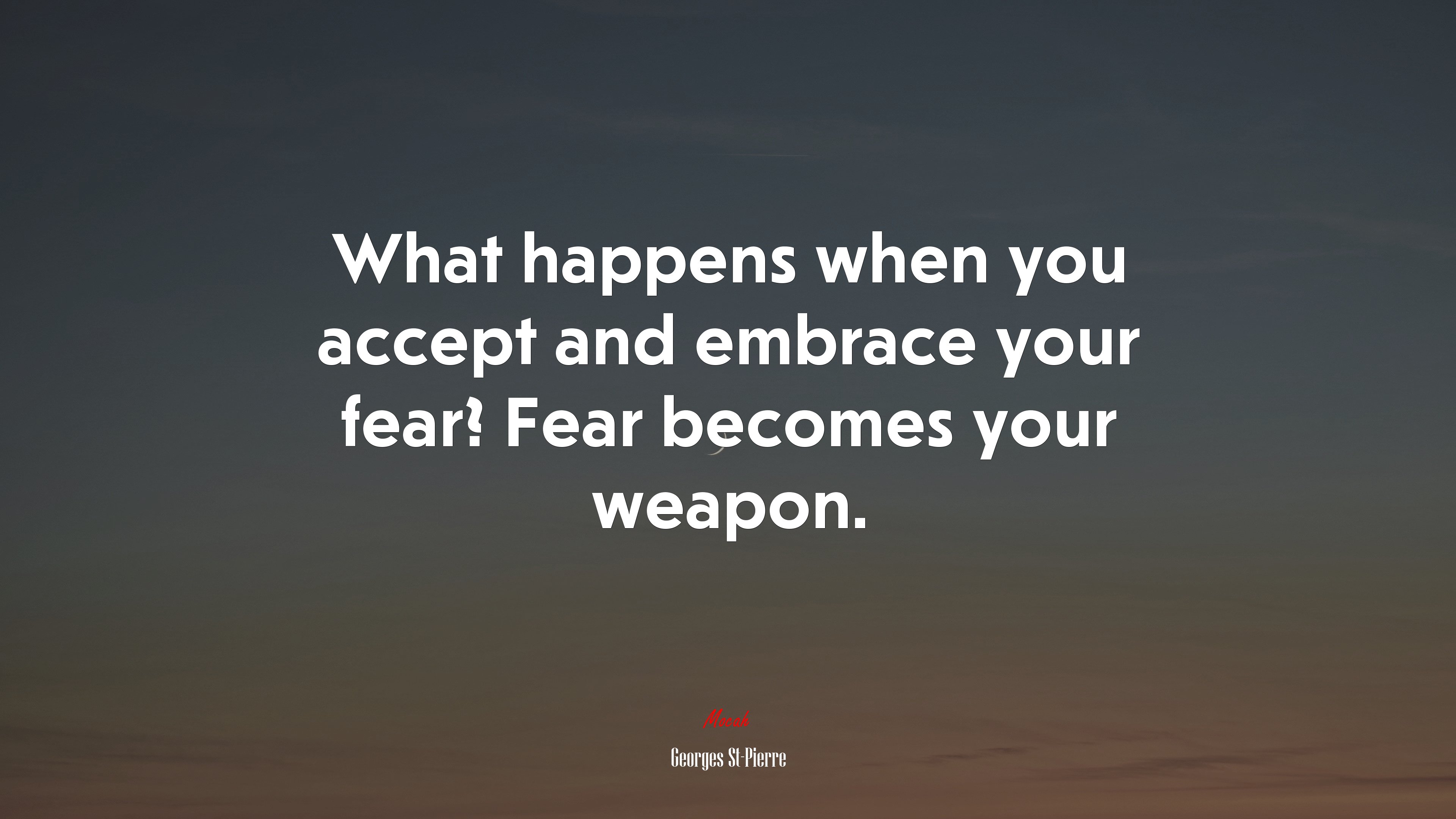 What happens when you accept and embrace your fear? Fear becomes your weapon. | Georges St-Pierre quote HD Wallpaper