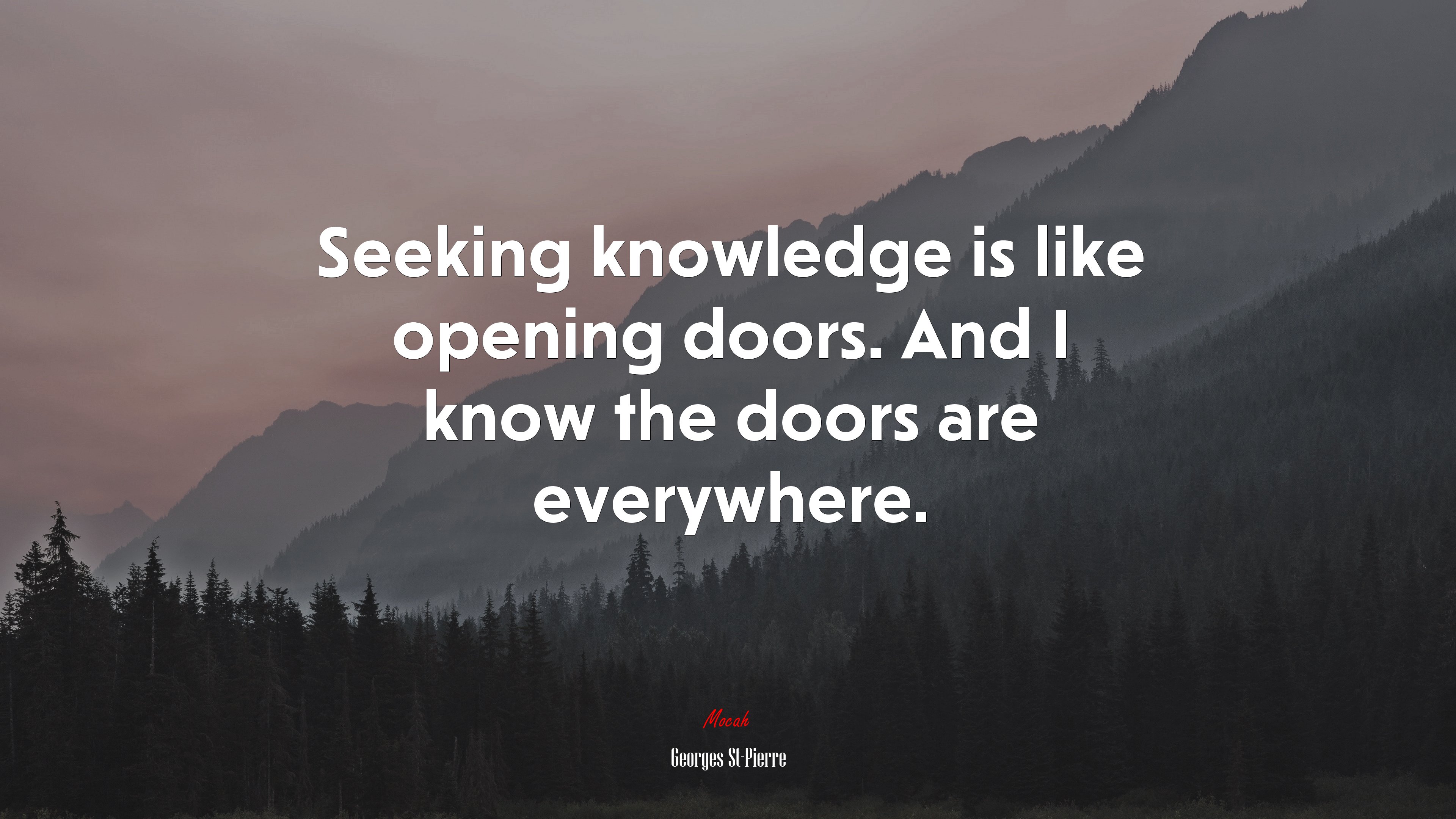 Seeking knowledge is like opening doors. And I know the doors are everywhere. | Georges St-Pierre quote HD Wallpaper
