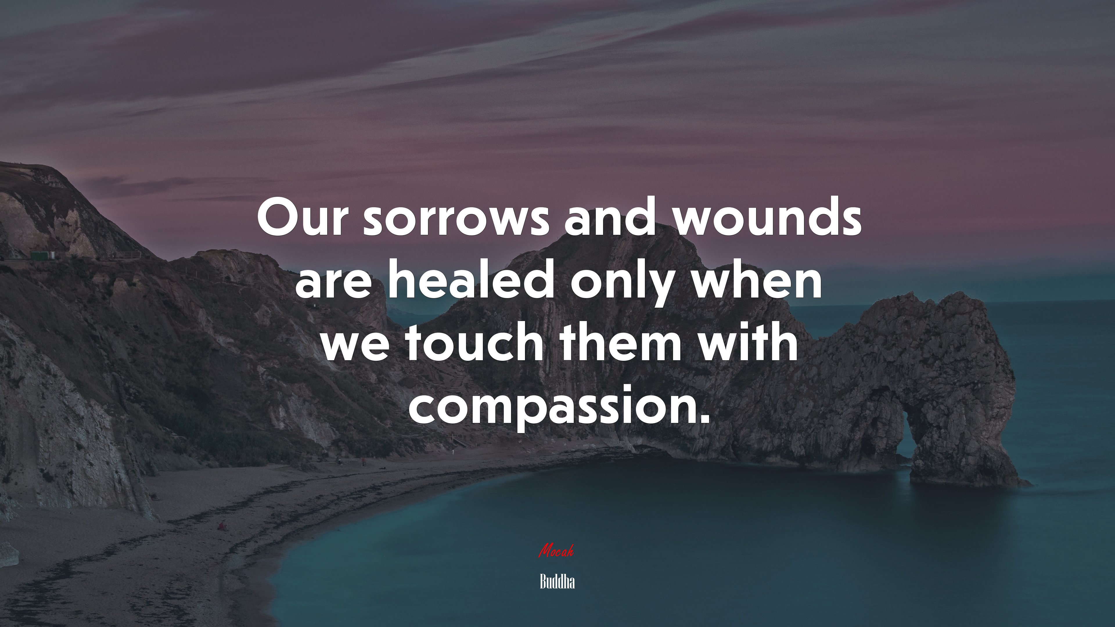 Our sorrows and wounds are healed only when we touch them with compassion. | Buddha quote HD Wallpaper