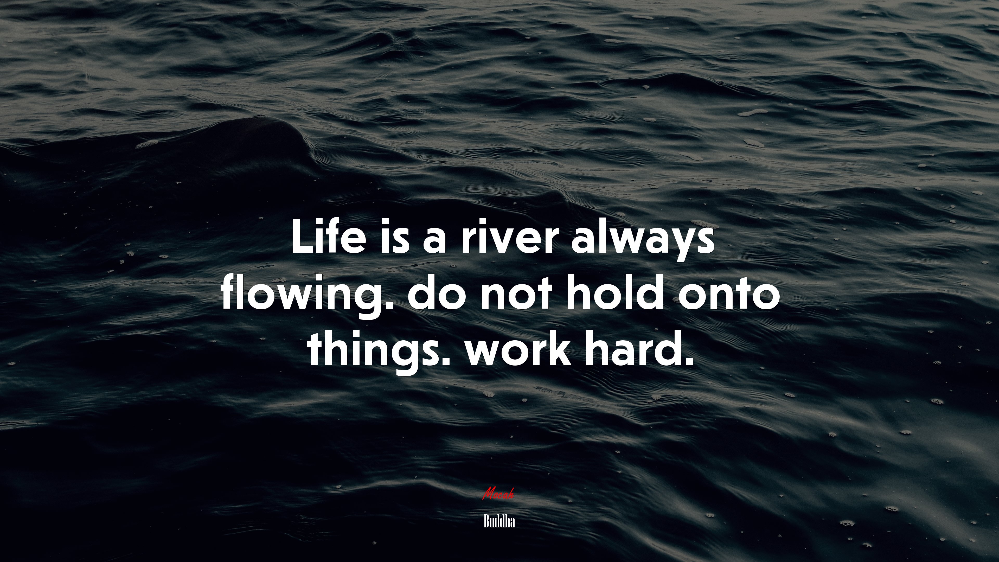 Life is a river always flowing. do not hold onto things. work hard. | Buddha quote HD Wallpaper
