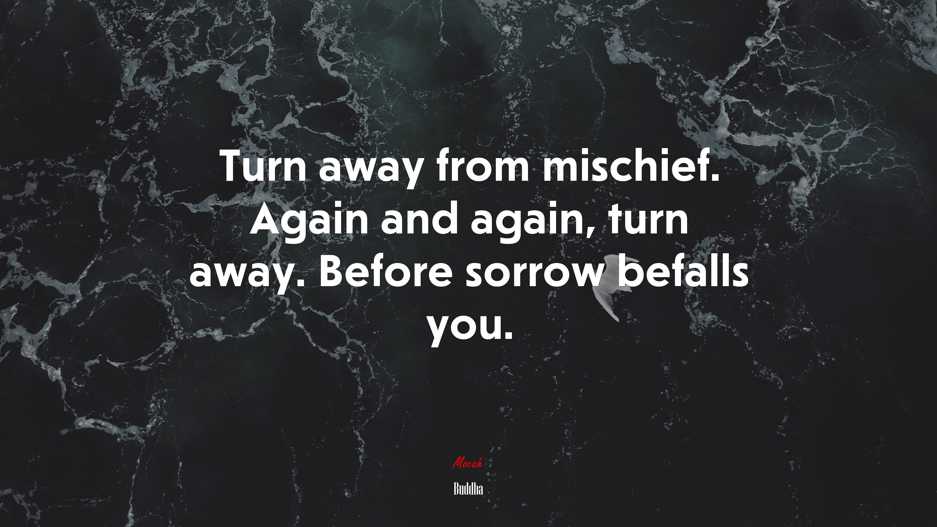 Turn away from mischief. Again and again, turn away. Before sorrow befalls you. | Buddha quote HD Wallpaper