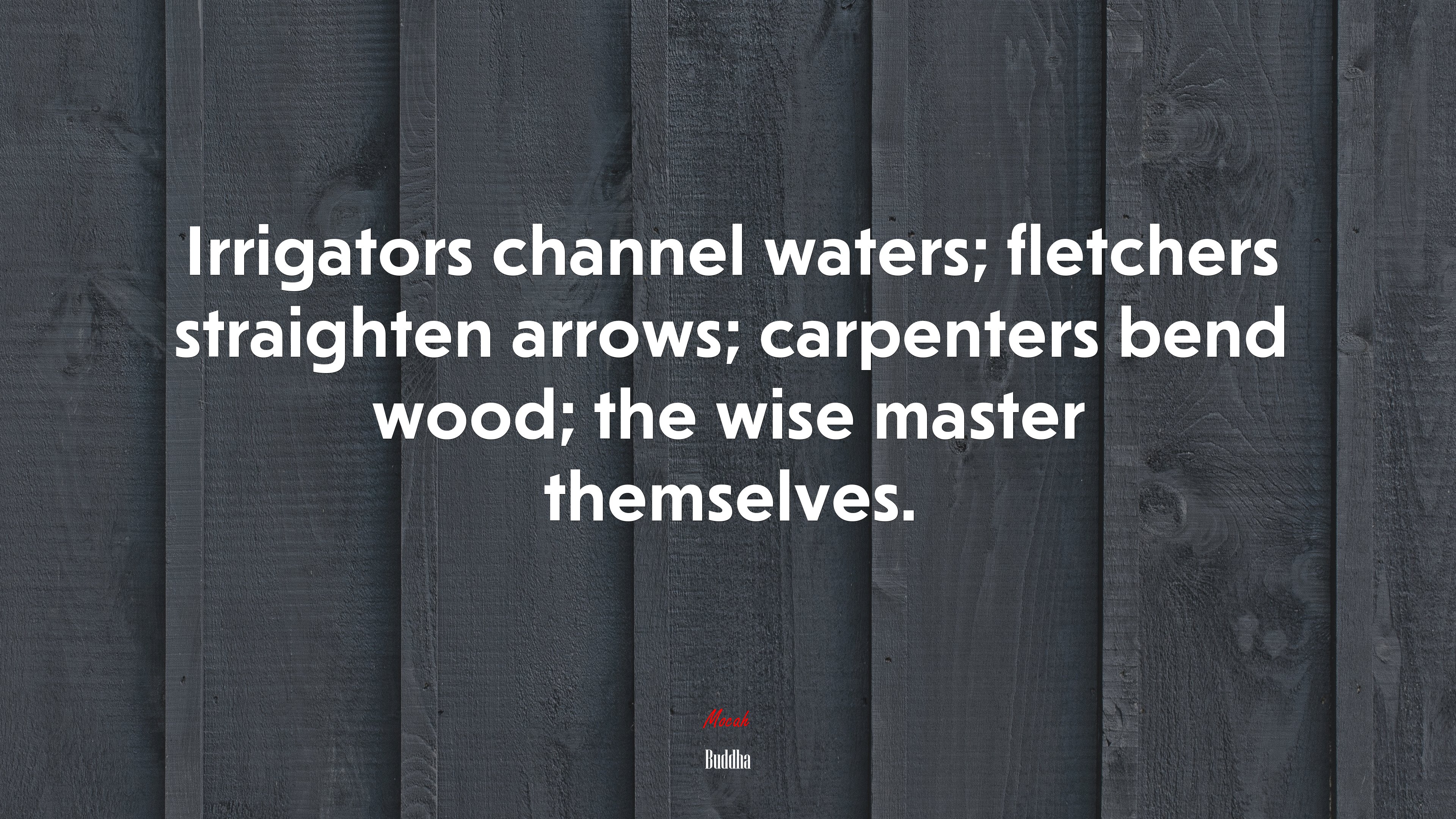 Irrigators channel waters; fletchers straighten arrows; carpenters bend wood; the wise master themselves. | Buddha quote HD Wallpaper
