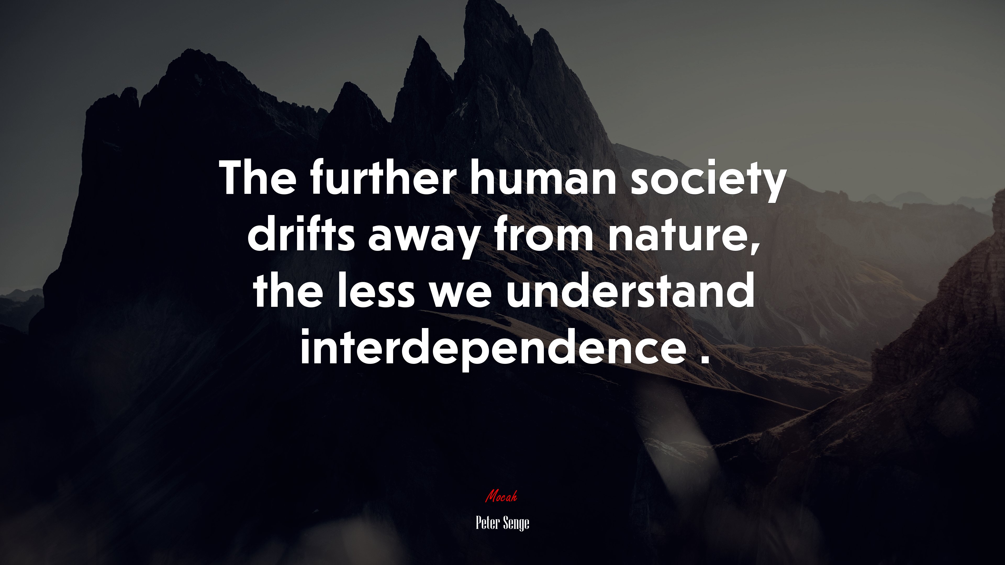 The further human society drifts away from nature, the less we understand interdependence . | Peter Senge quote HD Wallpaper