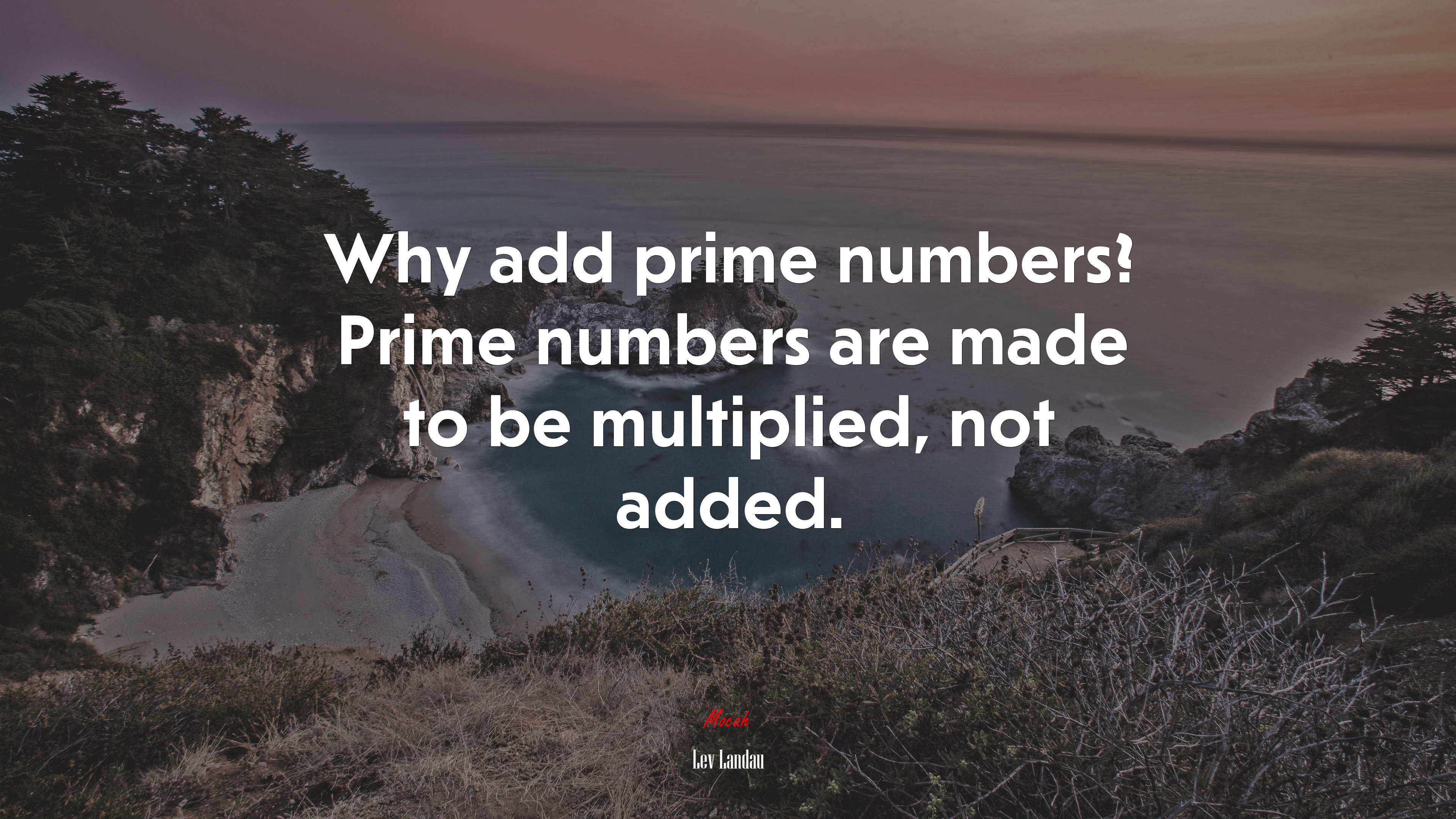Why add prime numbers? Prime numbers are made to be multiplied, not added. | Lev Landau quote HD Wallpaper