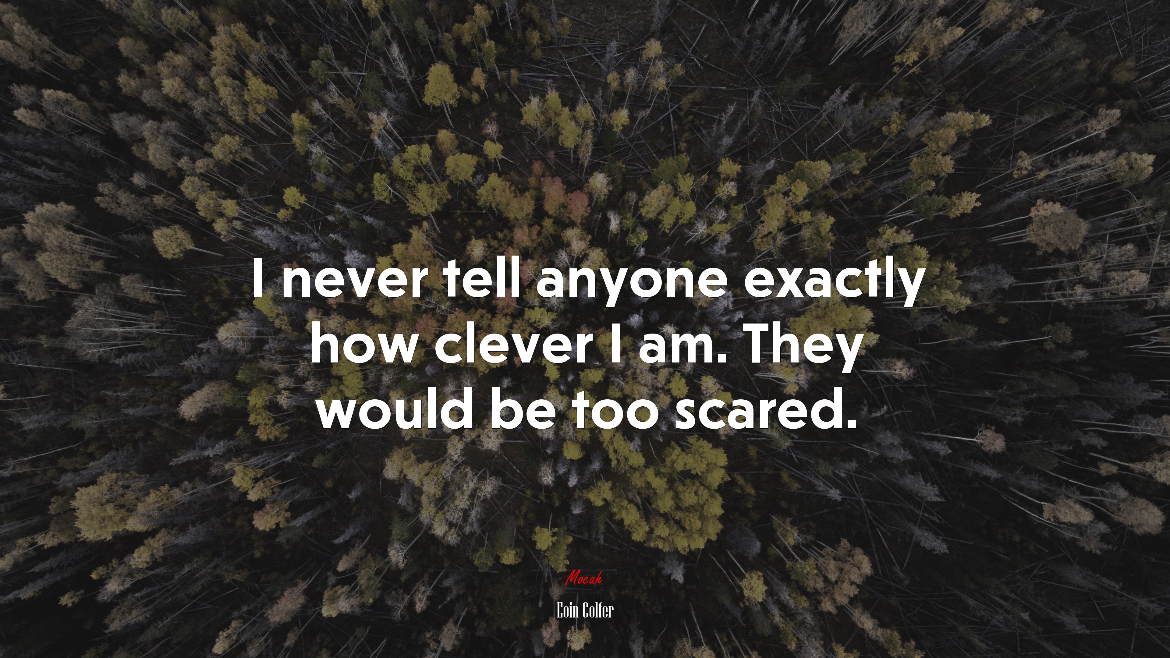 I never tell anyone exactly how clever I am. They would be too scared. | Eoin Colfer quote HD Wallpaper