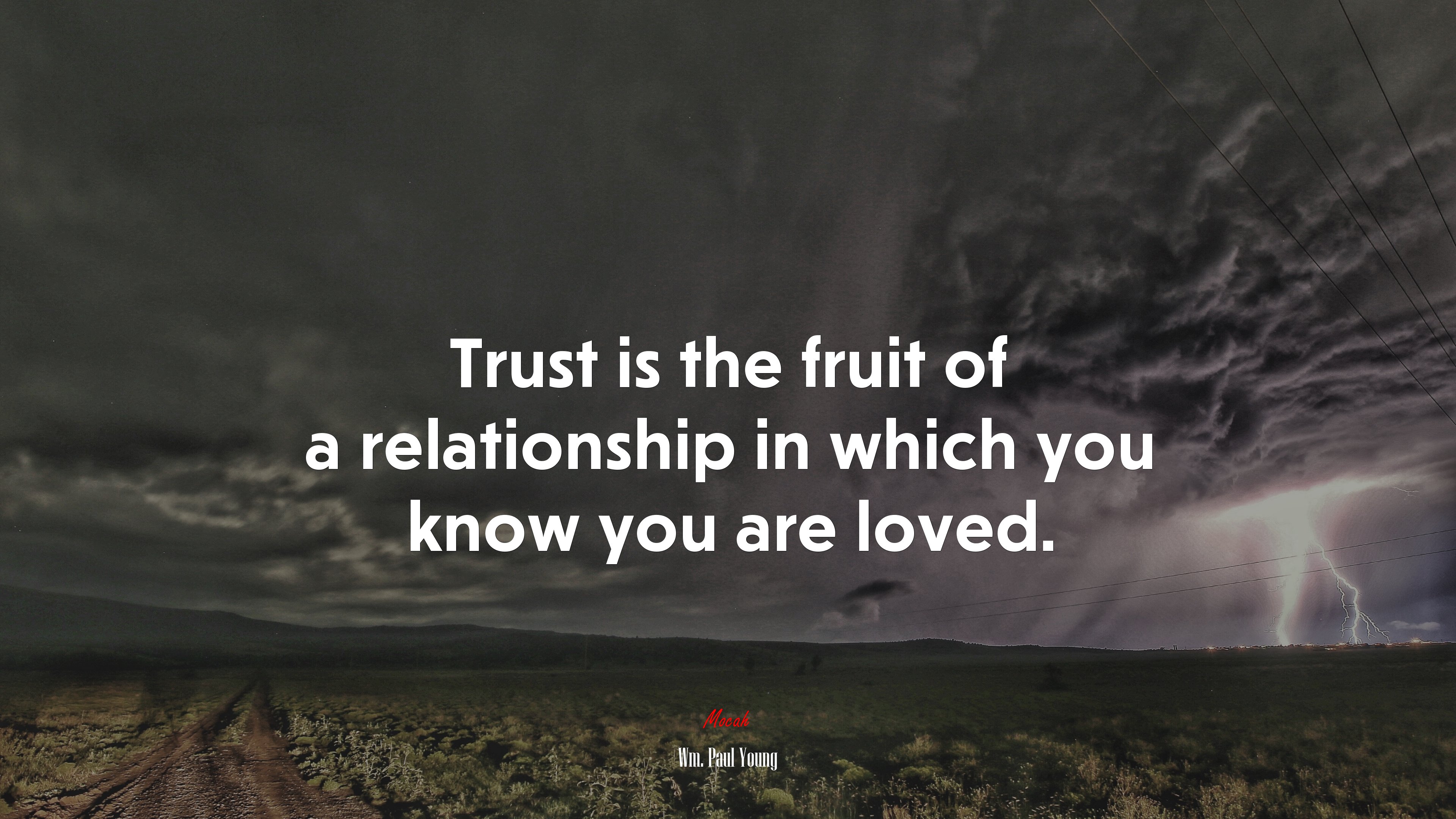 Trust is the fruit of a relationship in which you know you are loved. | Wm. Paul Young quote HD Wallpaper