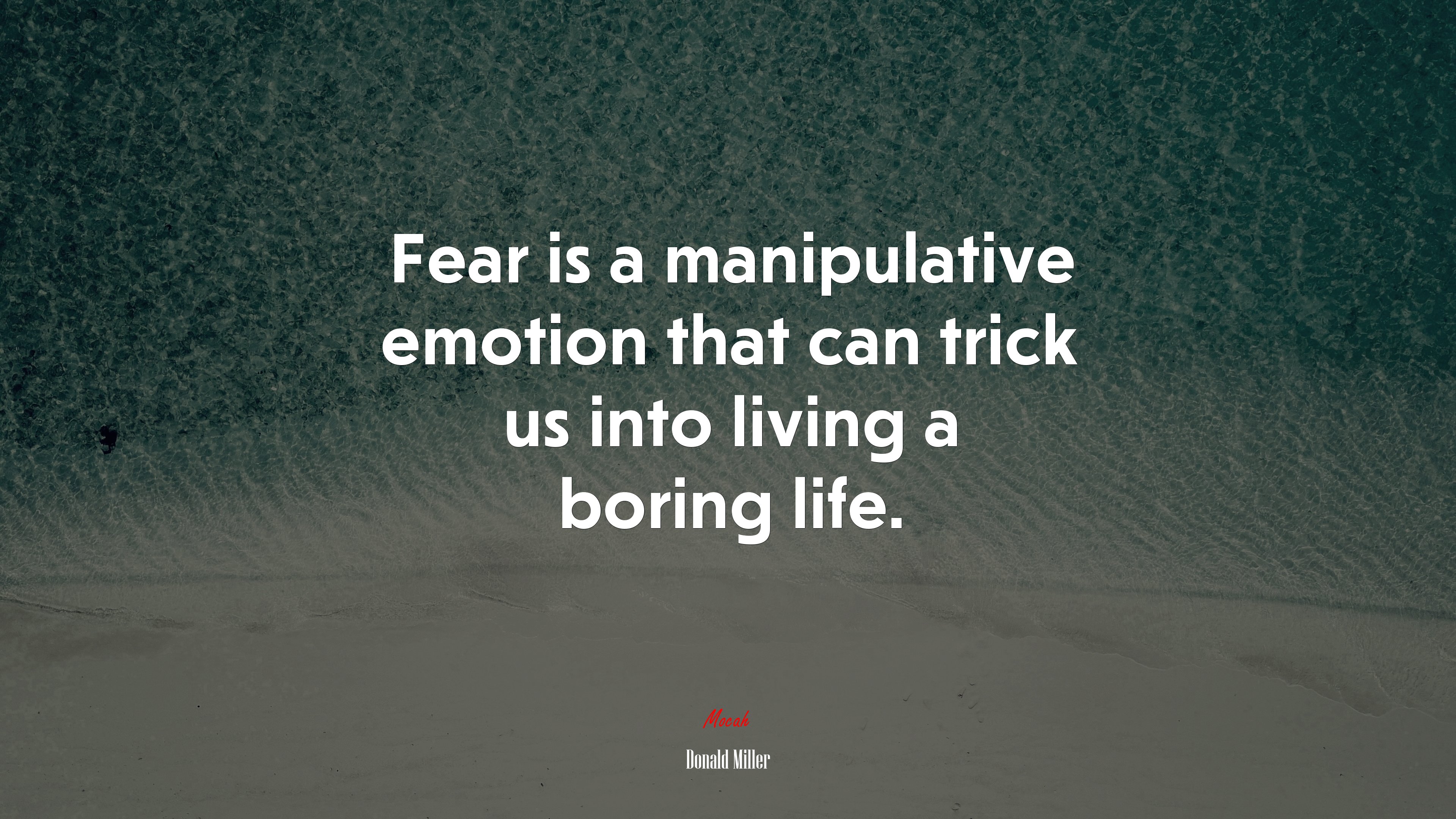 Fear is a manipulative emotion that can trick us into living a boring life. | Donald Miller quote HD Wallpaper