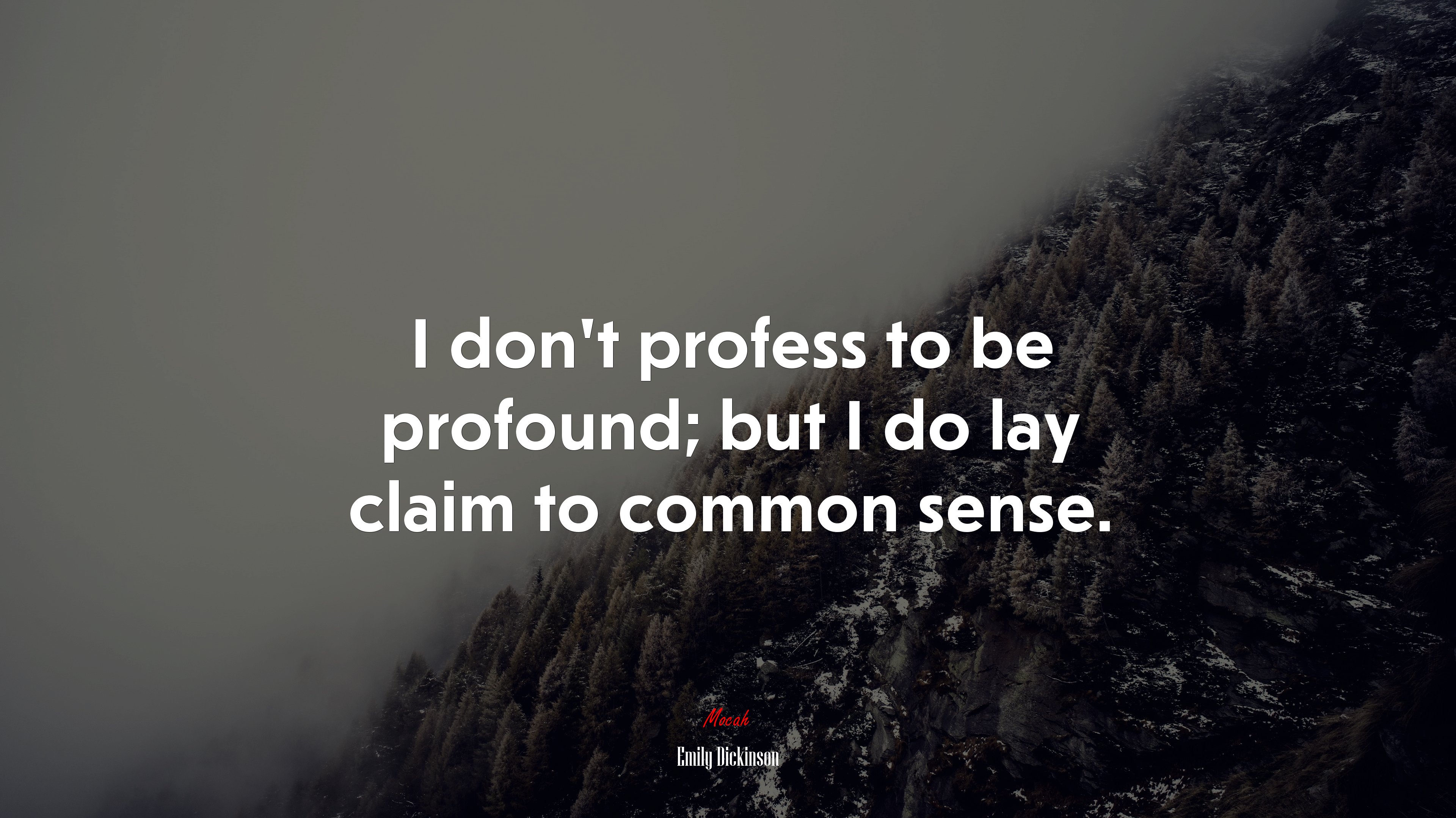 I don’t profess to be profound; but I do lay claim to common sense. | Emily Dickinson quote HD Wallpaper