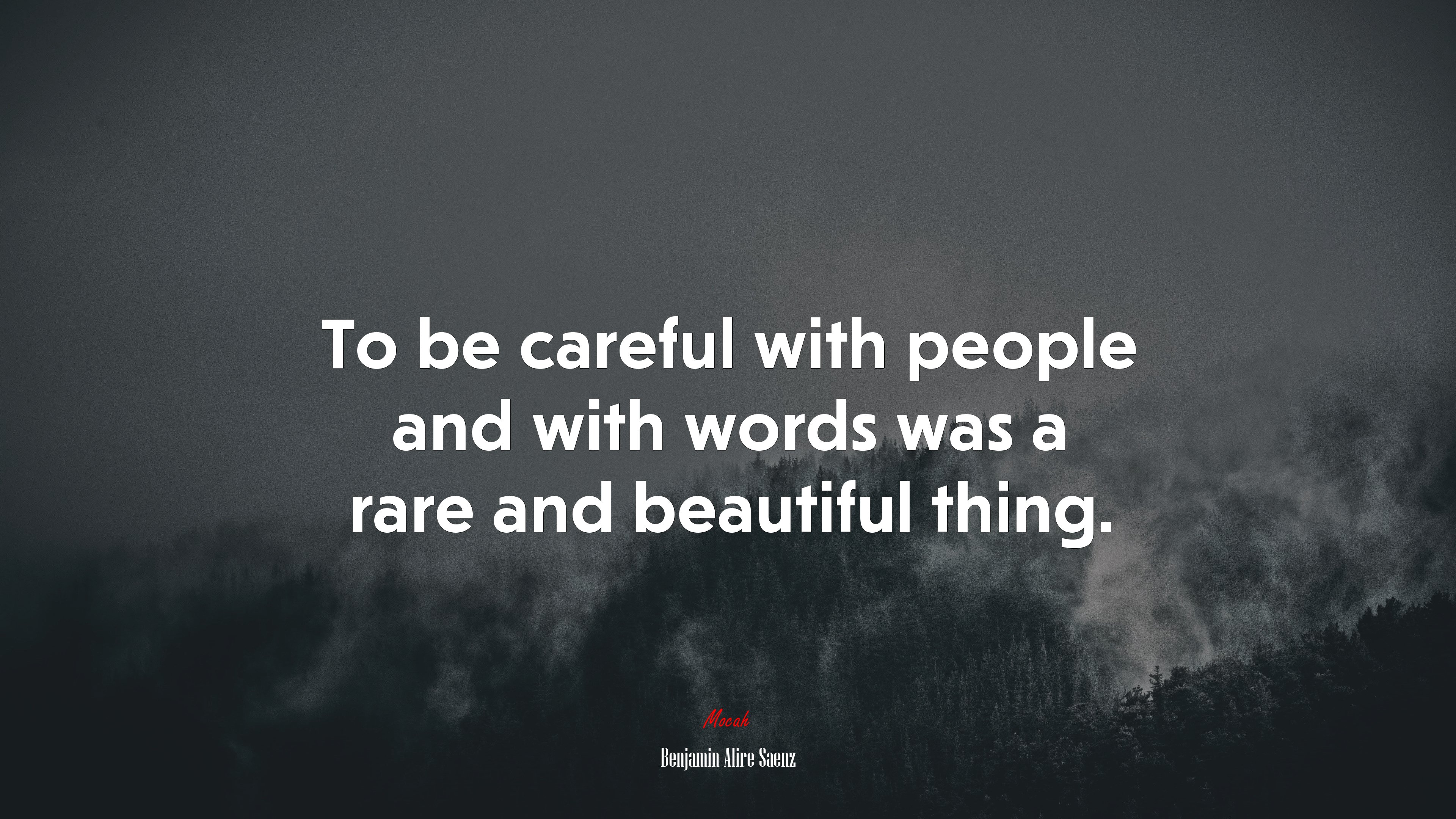 To be careful with people and with words was a rare and beautiful thing. | Benjamin Alire Sáenz quote HD Wallpaper