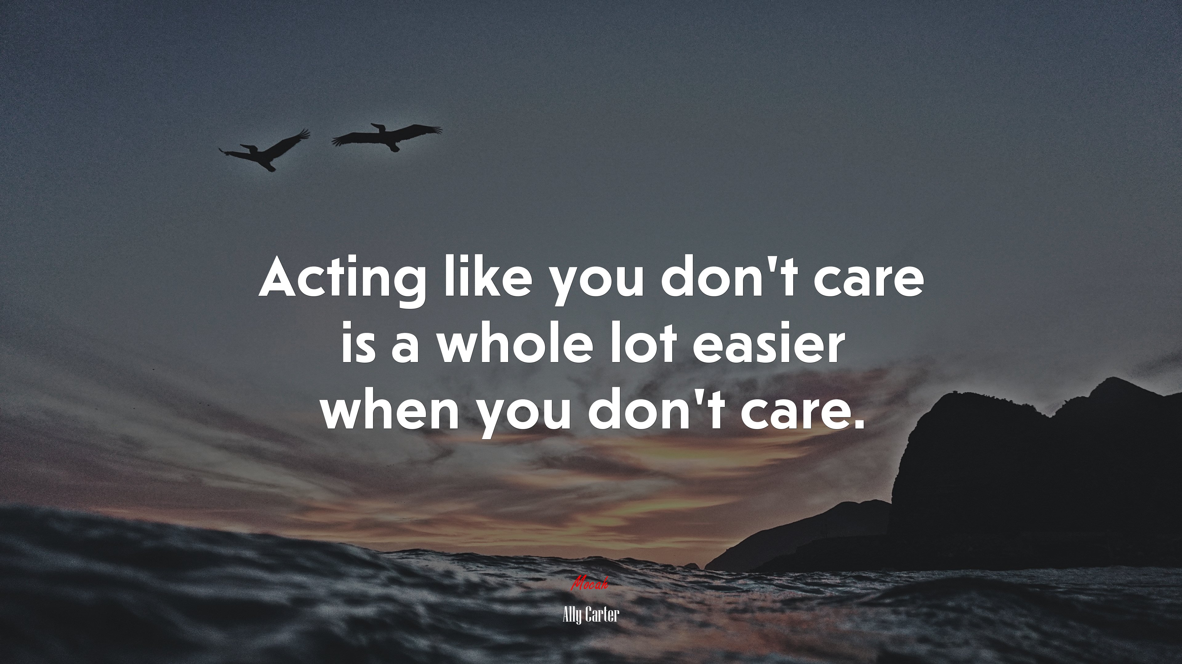Acting like you don’t care is a whole lot easier when you don’t care. | Ally Carter quote HD Wallpaper