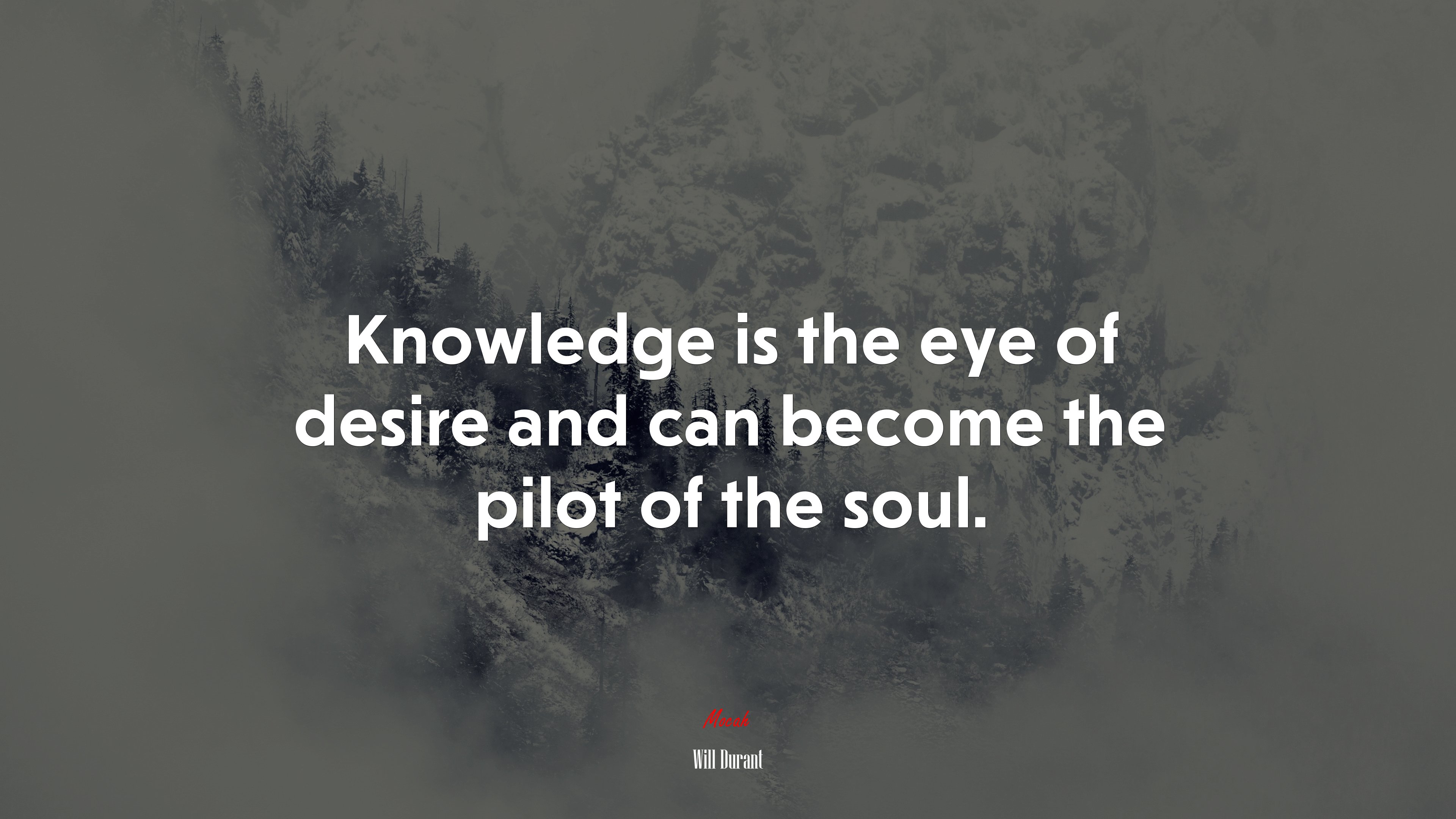 Knowledge is the eye of desire and can become the pilot of the soul. | Will Durant quote HD Wallpaper