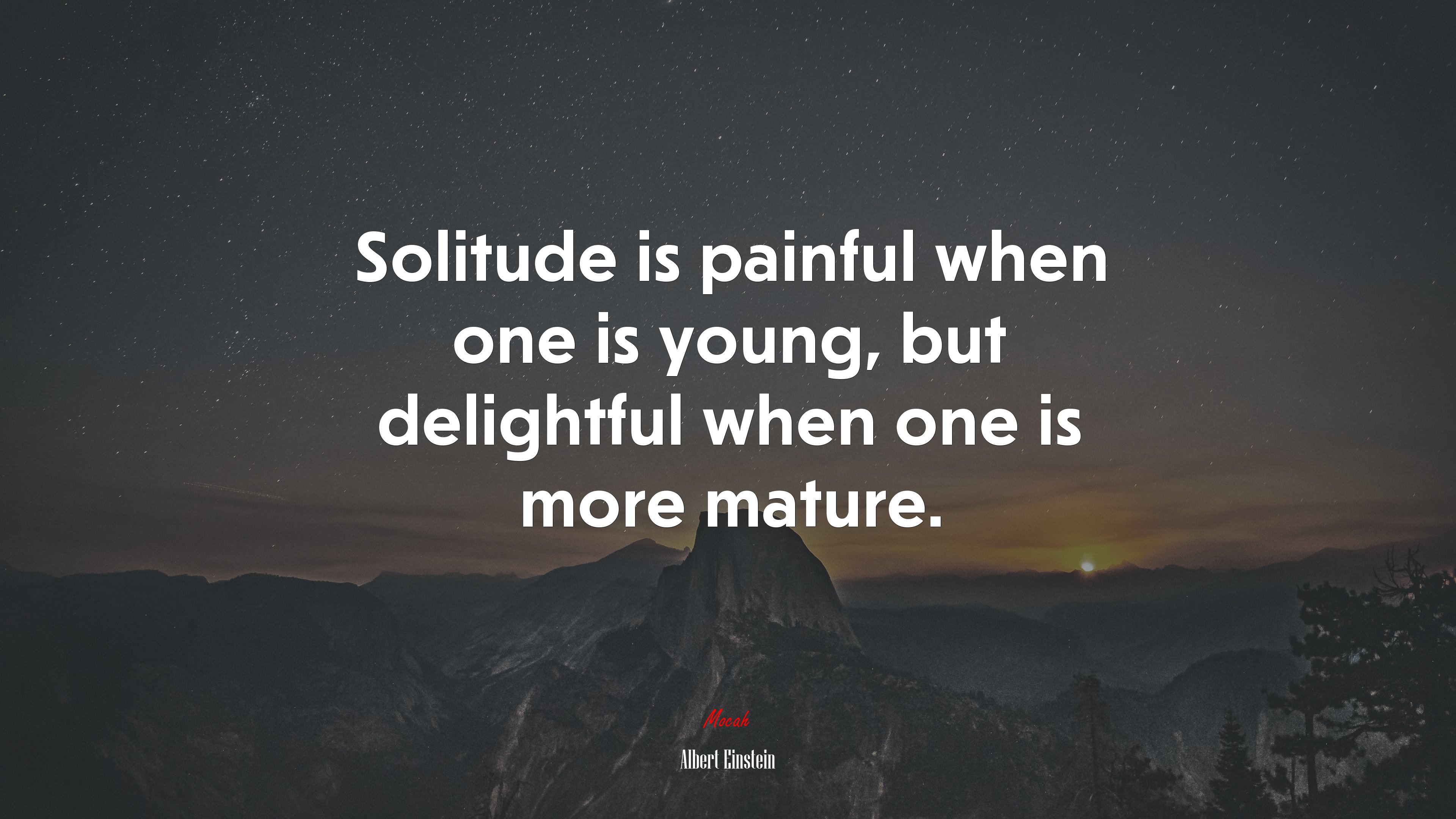 Solitude is painful when one is young, but delightful when one is more mature. | Albert Einstein quote HD Wallpaper