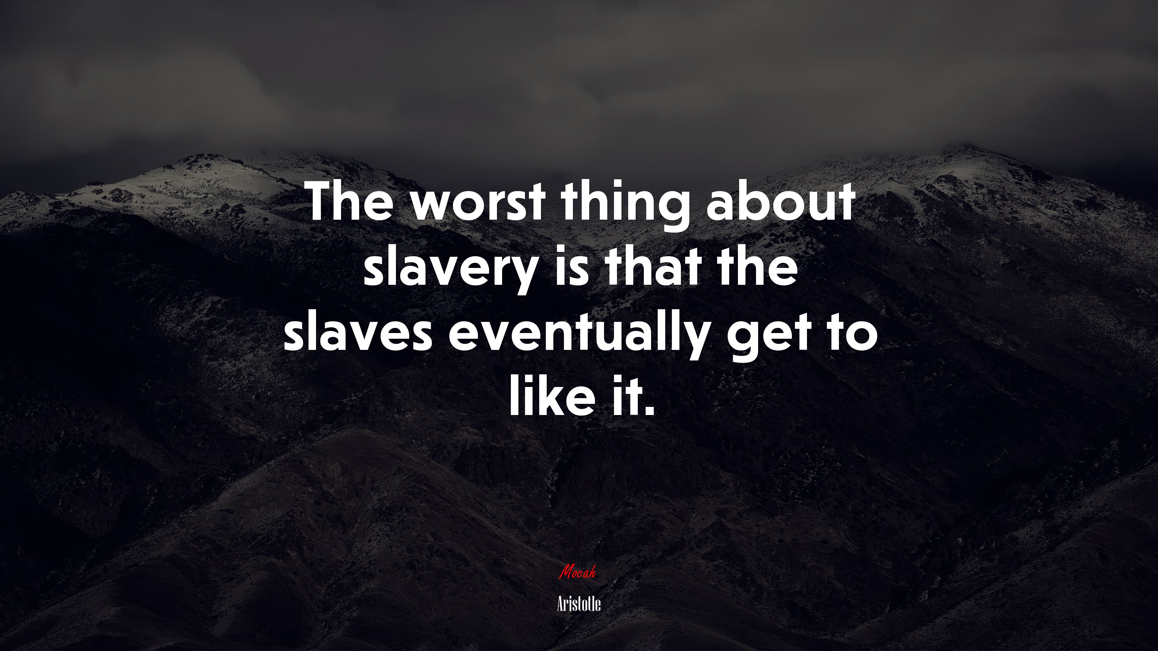 The worst thing about slavery is that the slaves eventually get to like it. | Aristotle quote HD Wallpaper