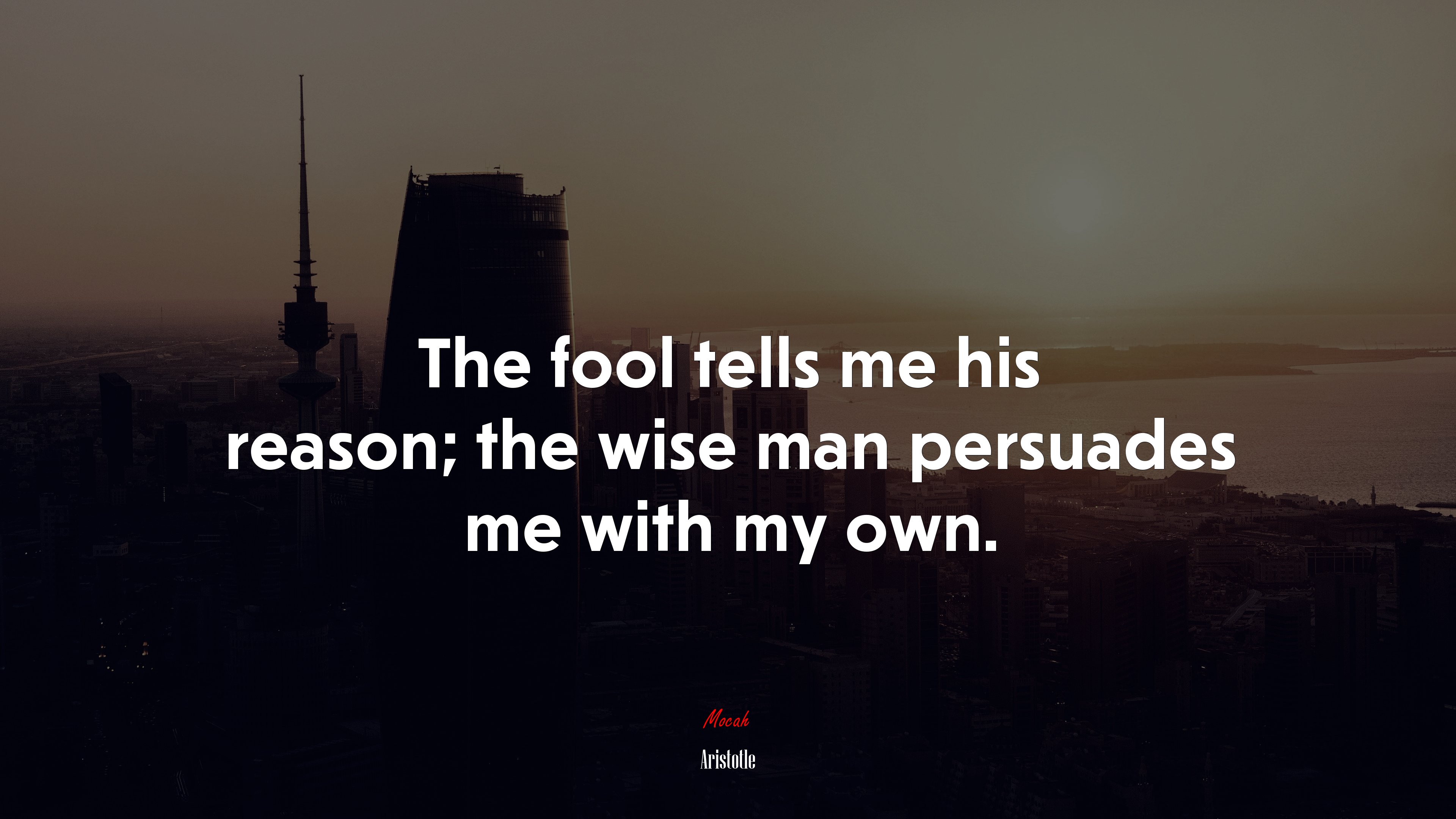 The fool tells me his reason; the wise man persuades me with my own. | Aristotle quote HD Wallpaper