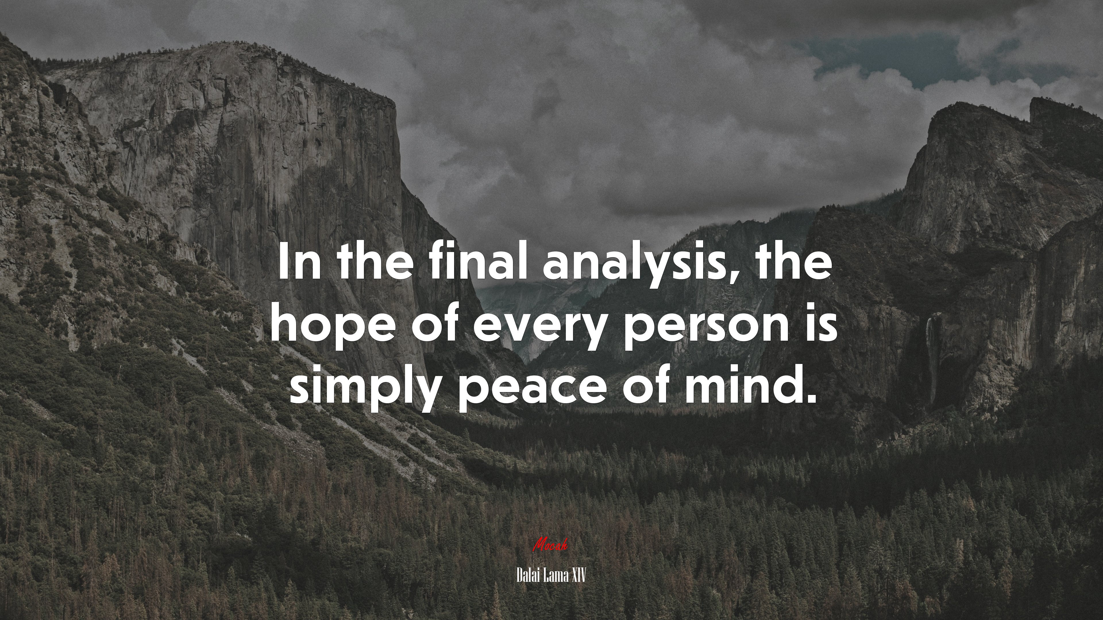 In the final analysis, the hope of every person is simply peace of mind. | Dalai Lama XIV quote HD Wallpaper