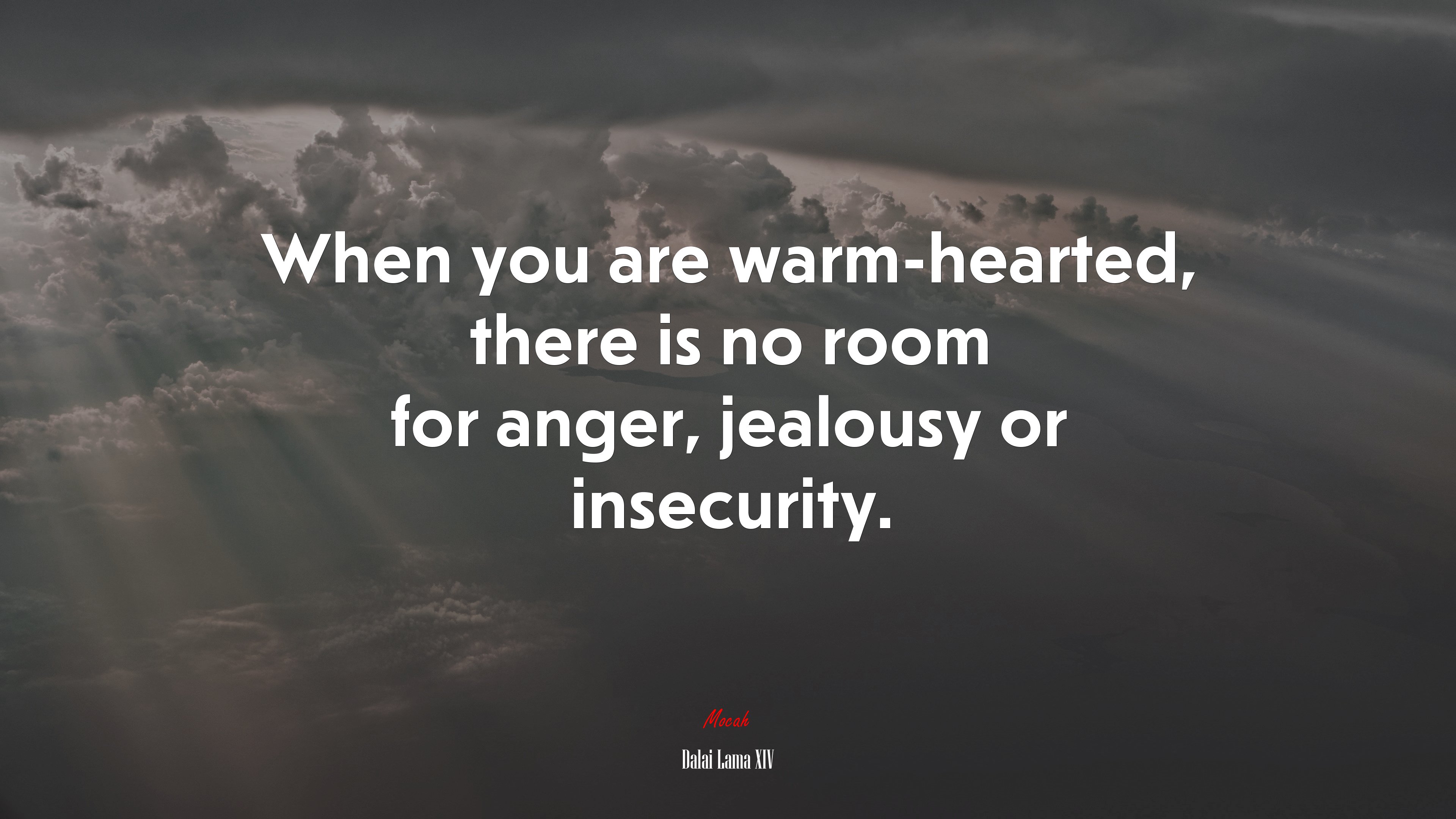 When you are warm-hearted, there is no room for anger, jealousy or insecurity. | Dalai Lama XIV quote HD Wallpaper