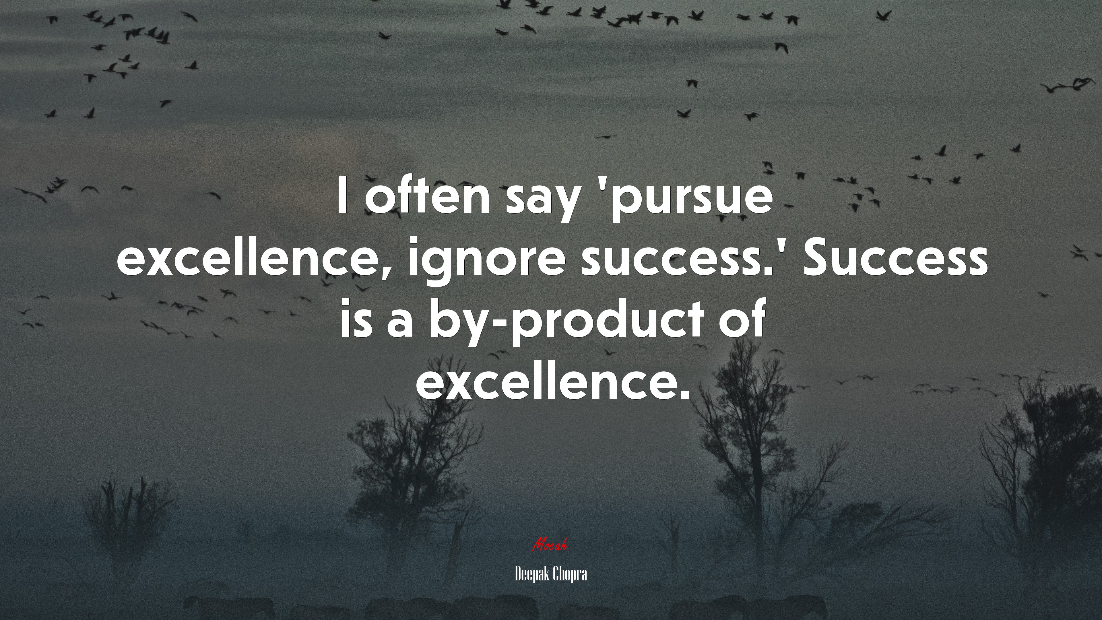 I often say ‘pursue excellence, ignore success.’ Success is a by-product of excellence. | Deepak Chopra quote HD Wallpaper