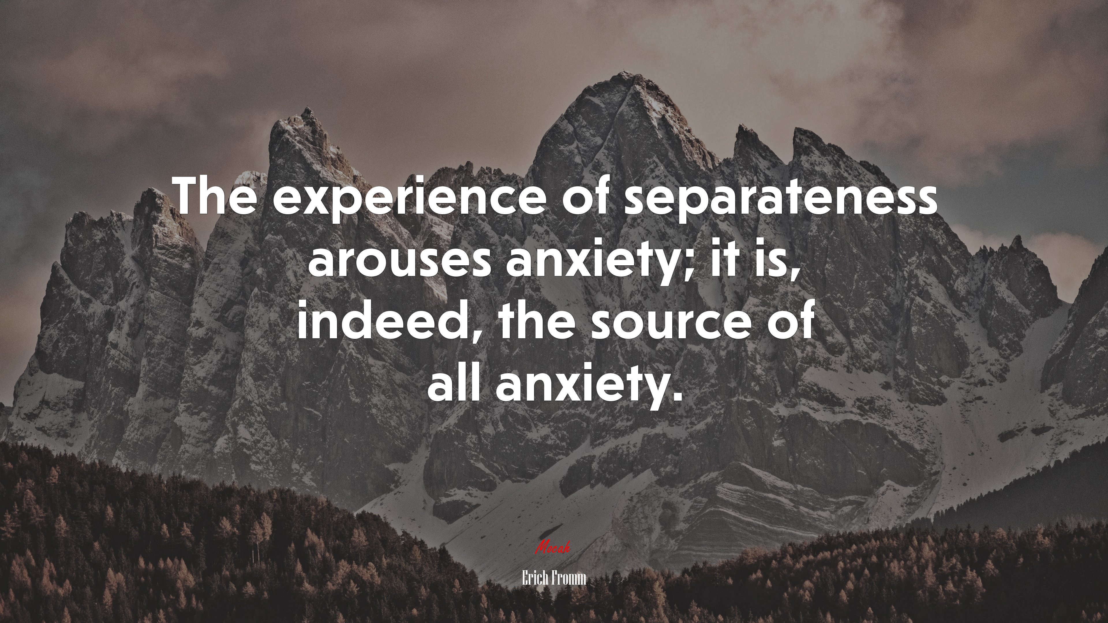 The experience of separateness arouses anxiety; it is, indeed, the source of all anxiety. | Erich Fromm quote HD Wallpaper