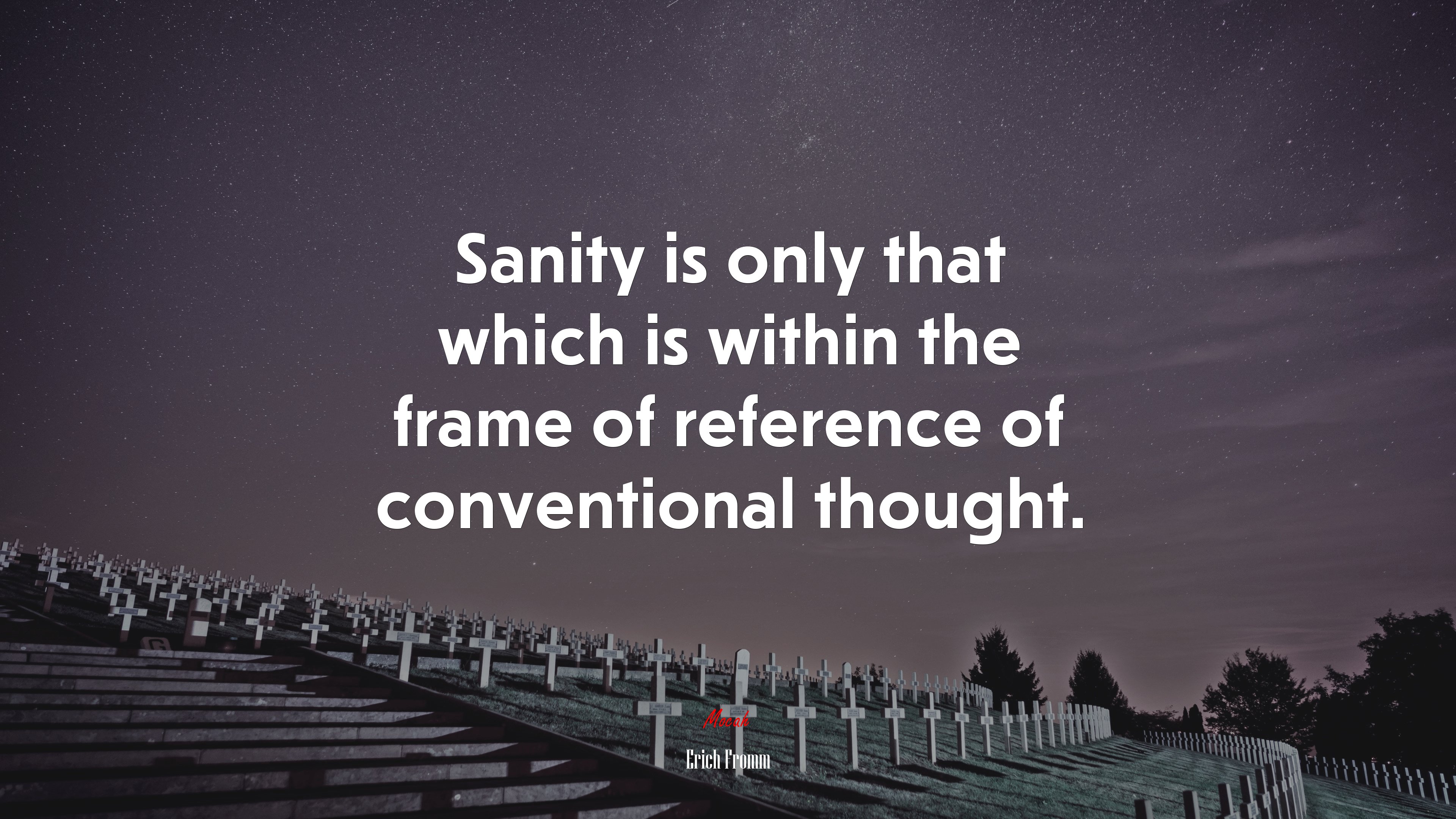Sanity is only that which is within the frame of reference of conventional thought. | Erich Fromm quote HD Wallpaper