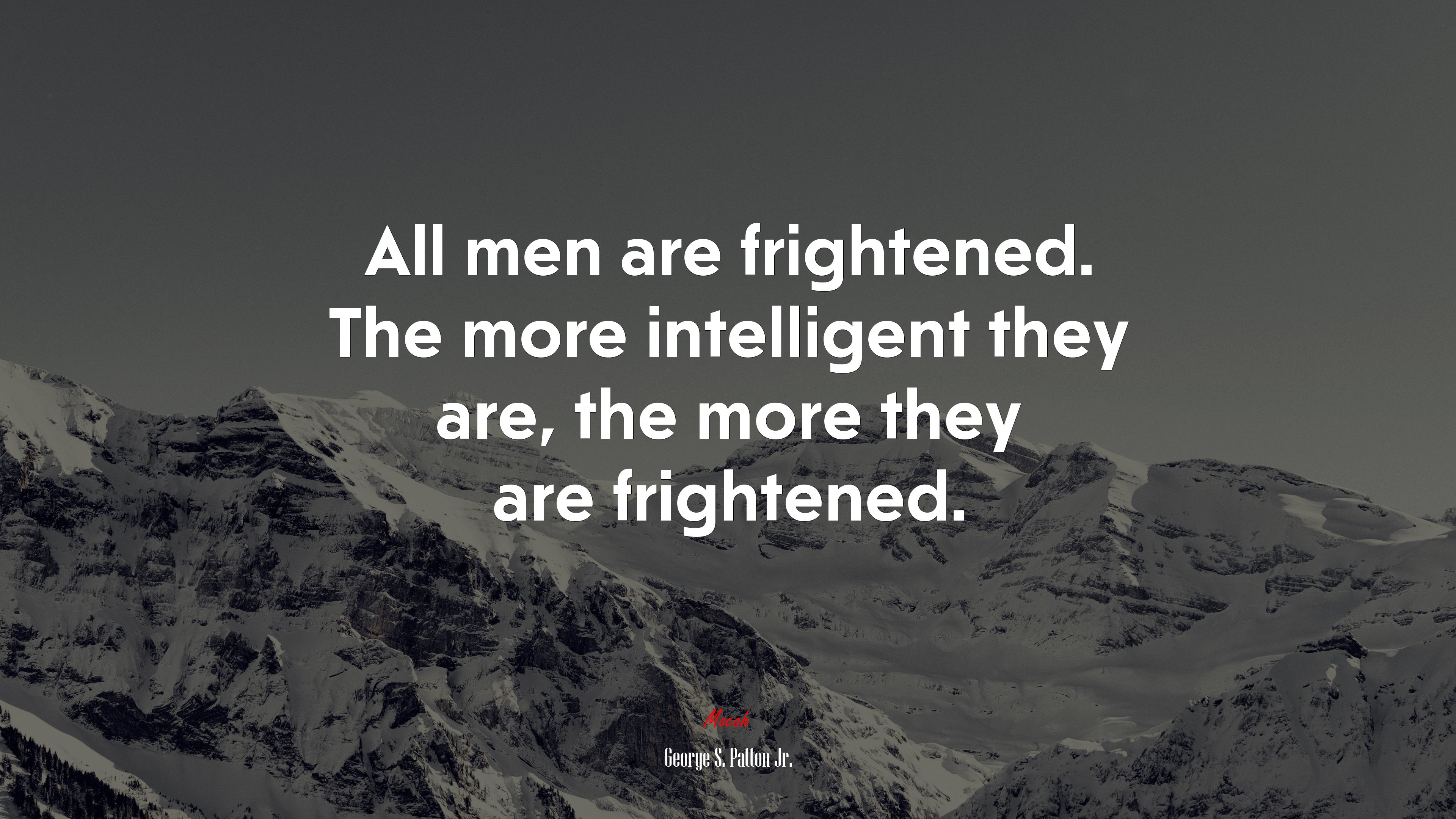All men are frightened. The more intelligent they are, the more they are frightened. | George S. Patton Jr. quote HD Wallpaper
