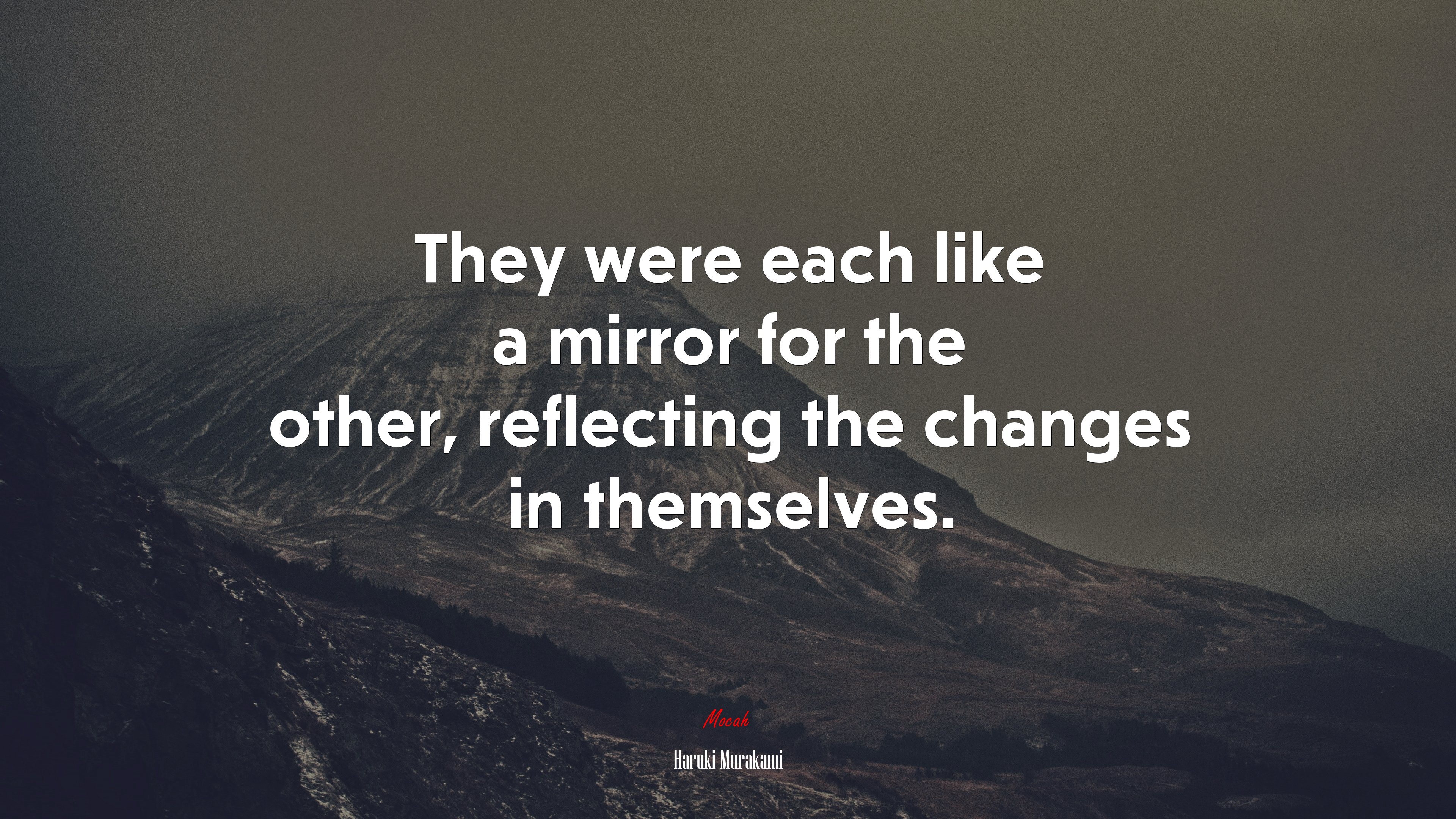 They were each like a mirror for the other, reflecting the changes in themselves. | Haruki Murakami quote HD Wallpaper