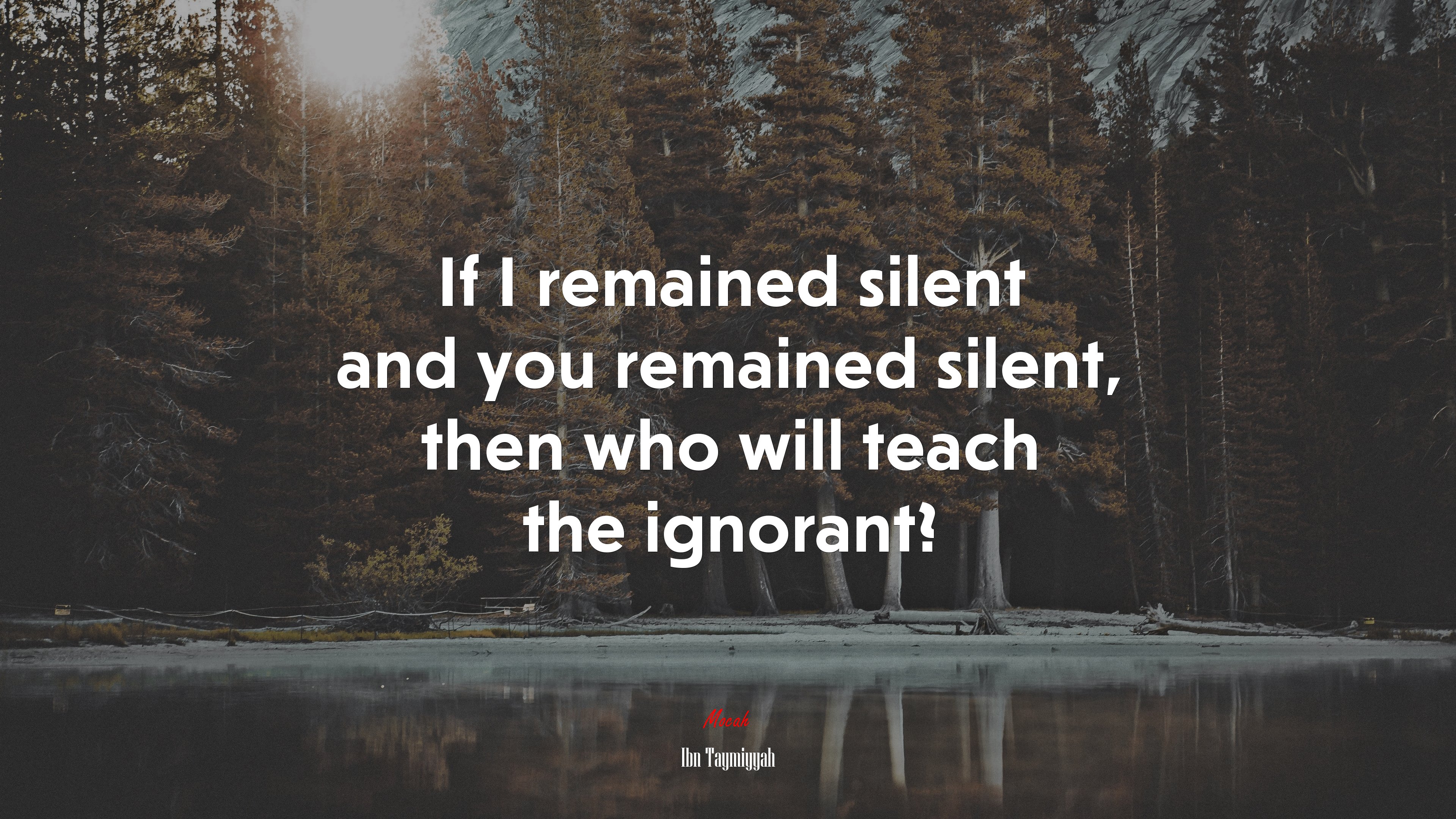 If I remained silent and you remained silent, then who will teach the ignorant? | Ibn Taymiyyah quote HD Wallpaper