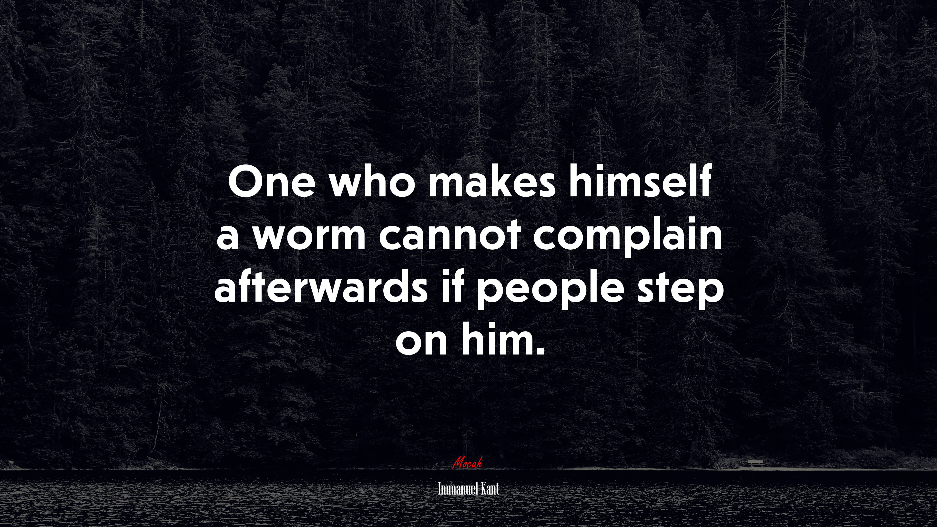 One who makes himself a worm cannot complain afterwards if people step on him. | Immanuel Kant quote HD Wallpaper
