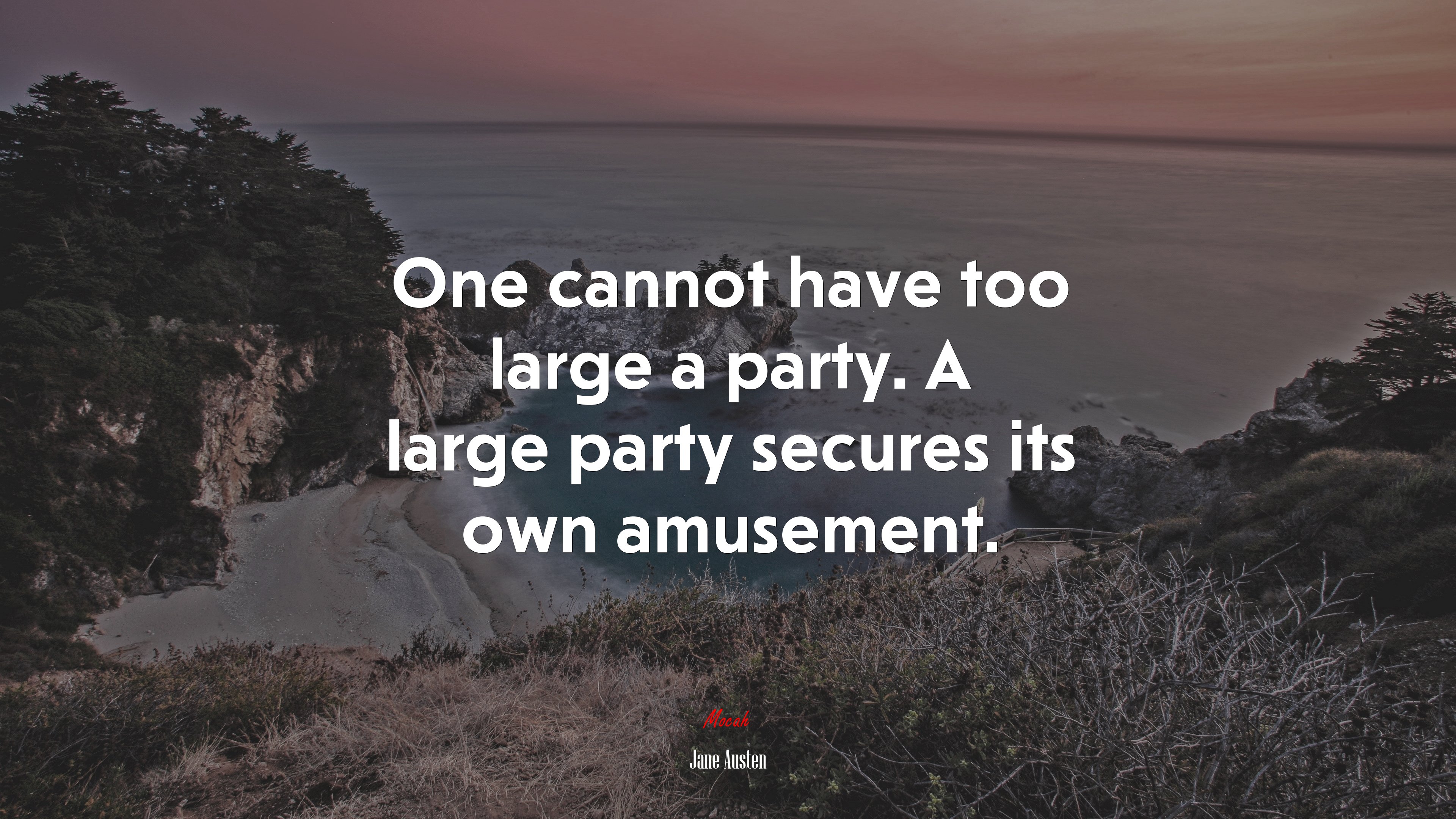 One cannot have too large a party. A large party secures its own amusement. | Jane Austen quote HD Wallpaper