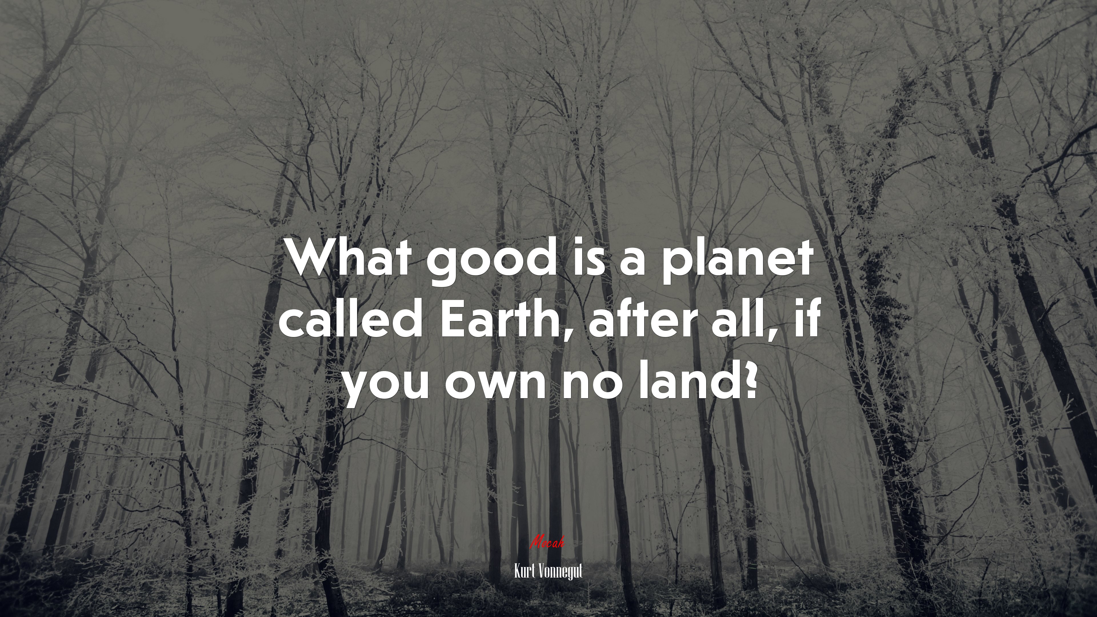 What good is a planet called Earth, after all, if you own no land? | Kurt Vonnegut quote HD Wallpaper