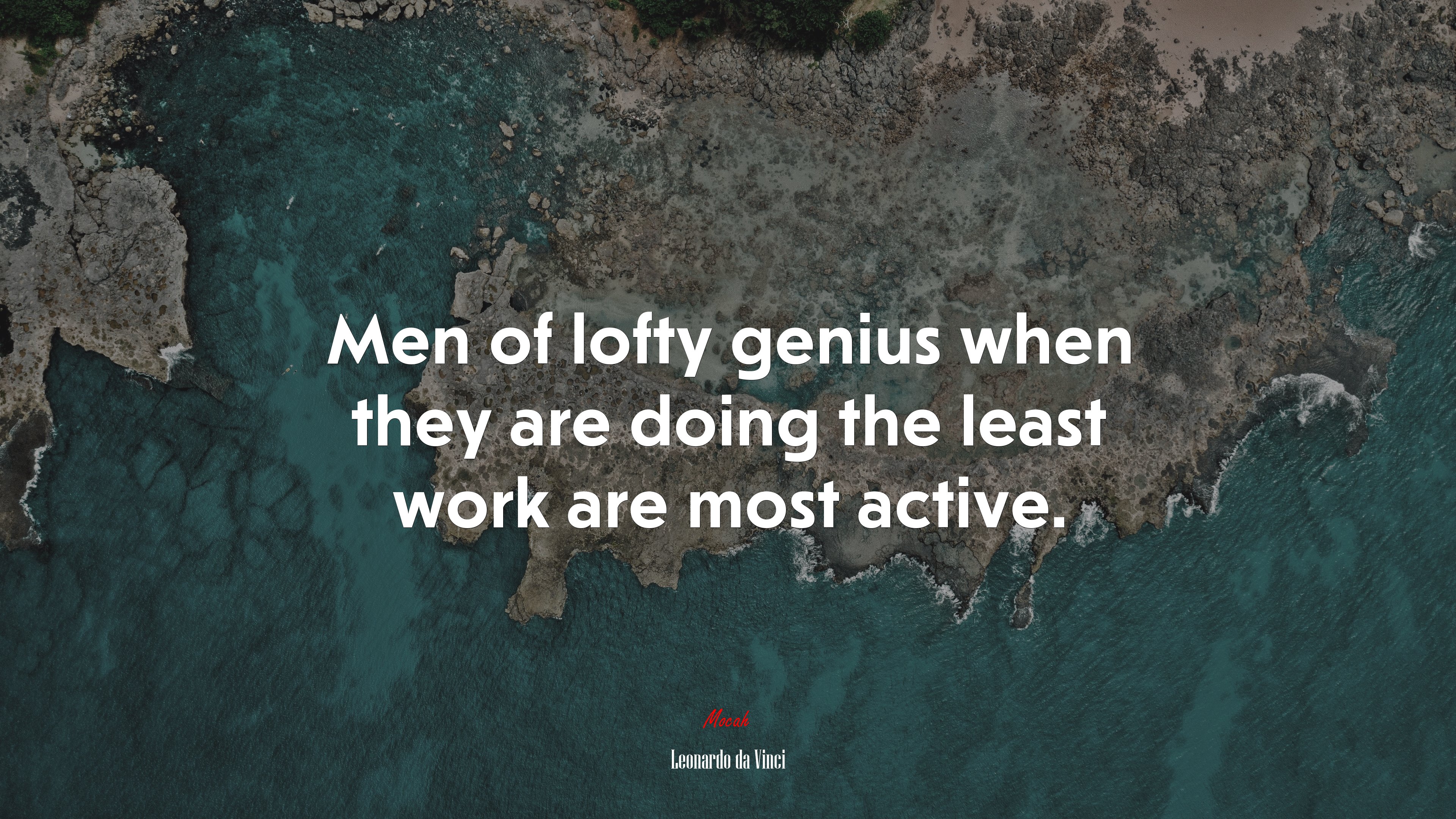 Men of lofty genius when they are doing the least work are most active. | Leonardo da Vinci quote HD Wallpaper