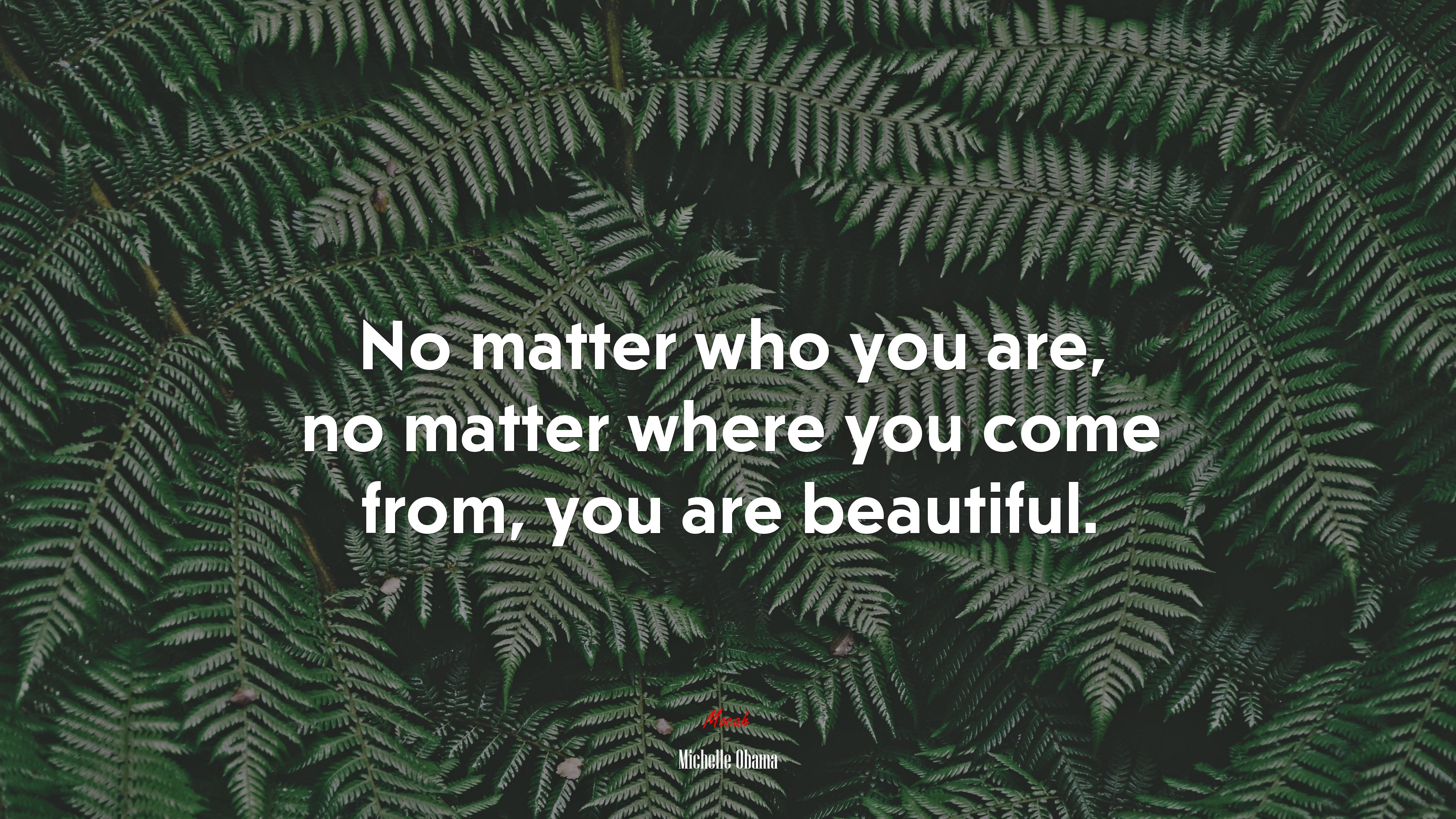 No matter who you are, no matter where you come from, you are beautiful. | Michelle Obama quote HD Wallpaper