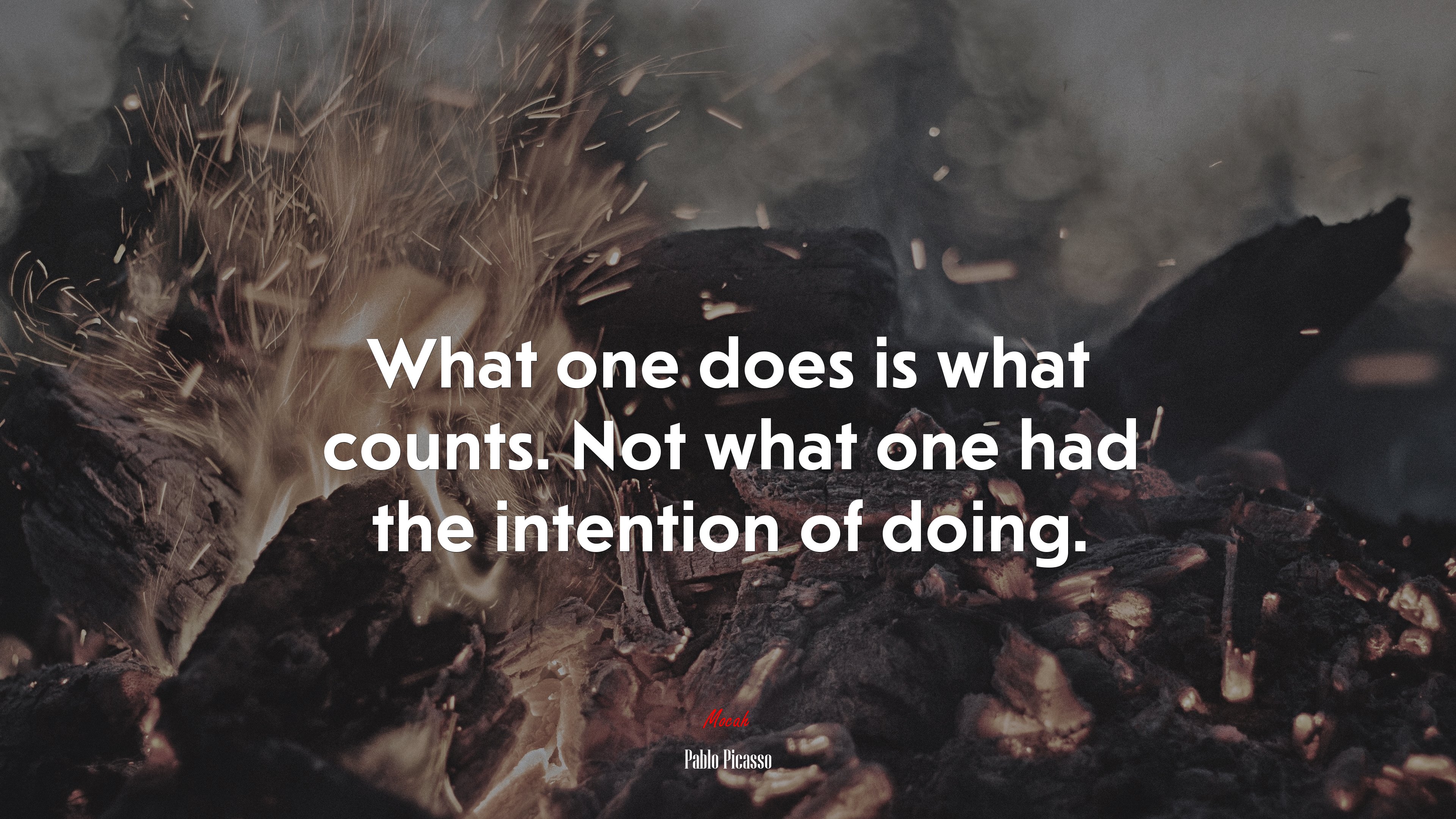 What one does is what counts. Not what one had the intention of doing. | Pablo Picasso quote HD Wallpaper