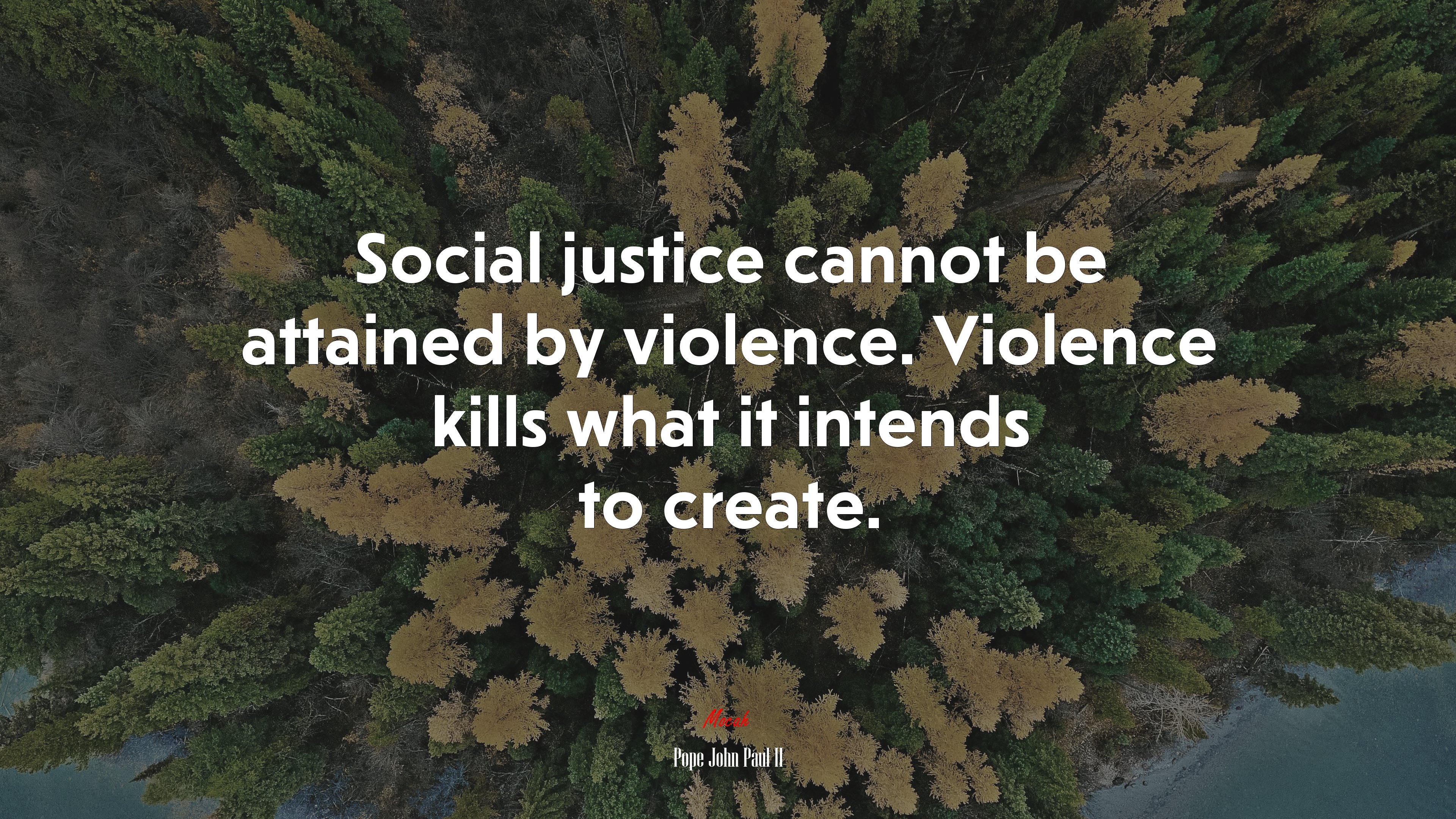Social justice cannot be attained by violence. Violence kills what it intends to create. | Pope John Paul II quote HD Wallpaper