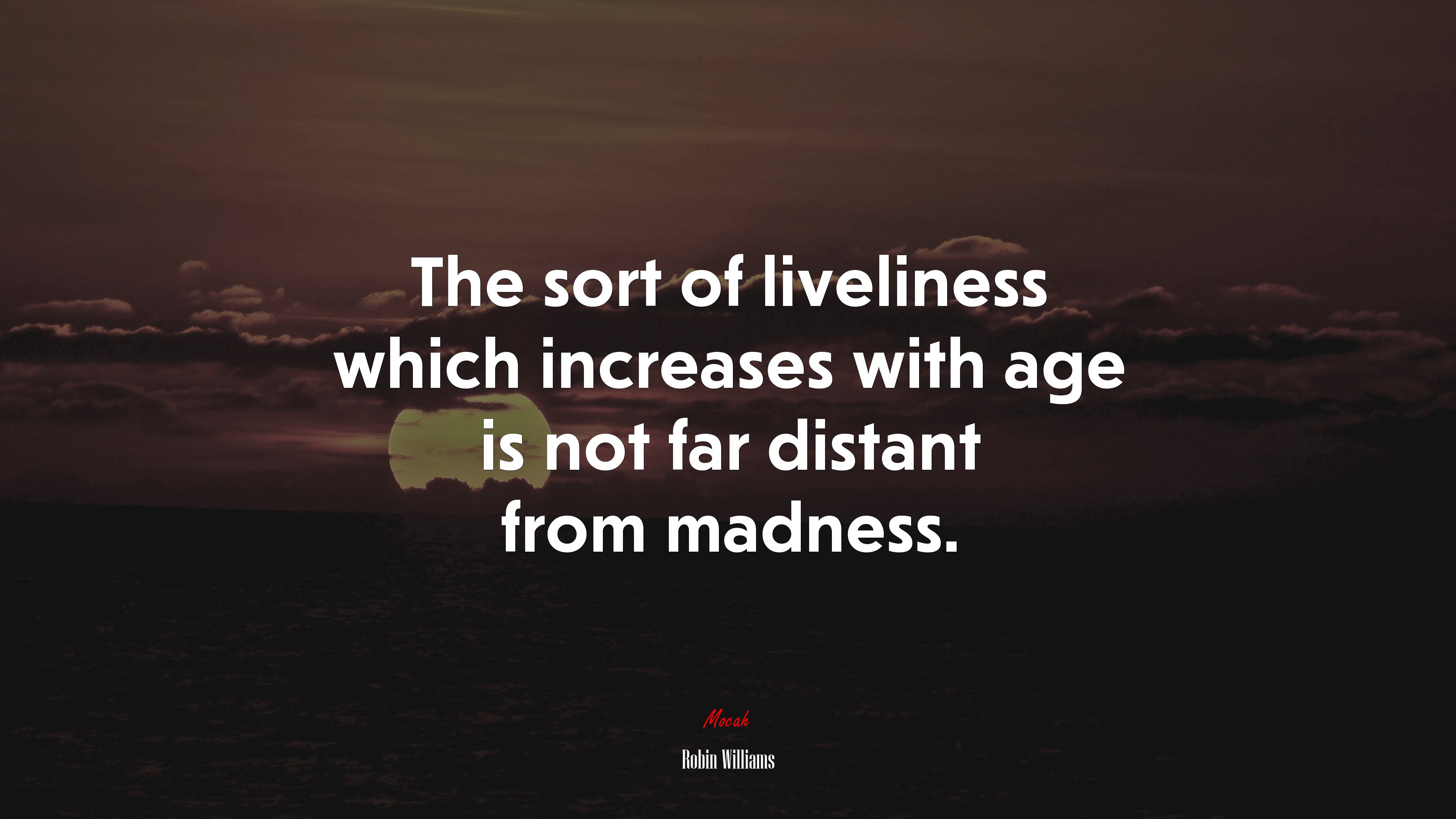 The sort of liveliness which increases with age is not far distant from madness. | Robin Williams quote HD Wallpaper